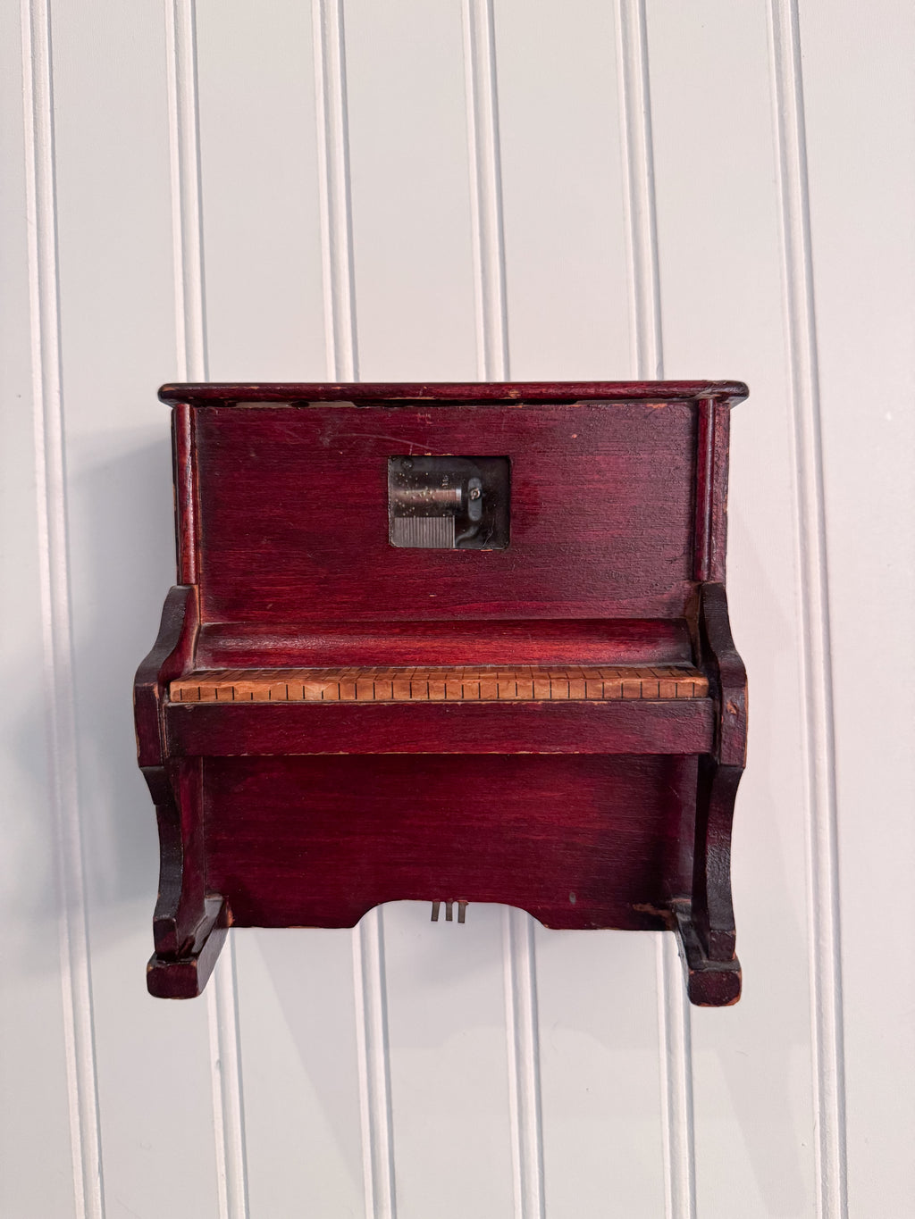 Vintage Wooden Musical Piano Box | Working Music Box | Mid-20th Century