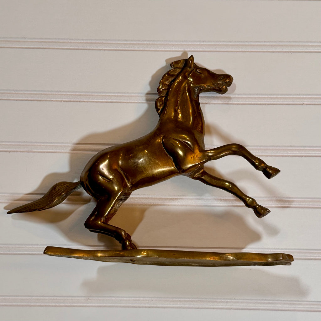 Vintage Solid Brass Horse Figurine | Large Equestrian Horse Sculpture