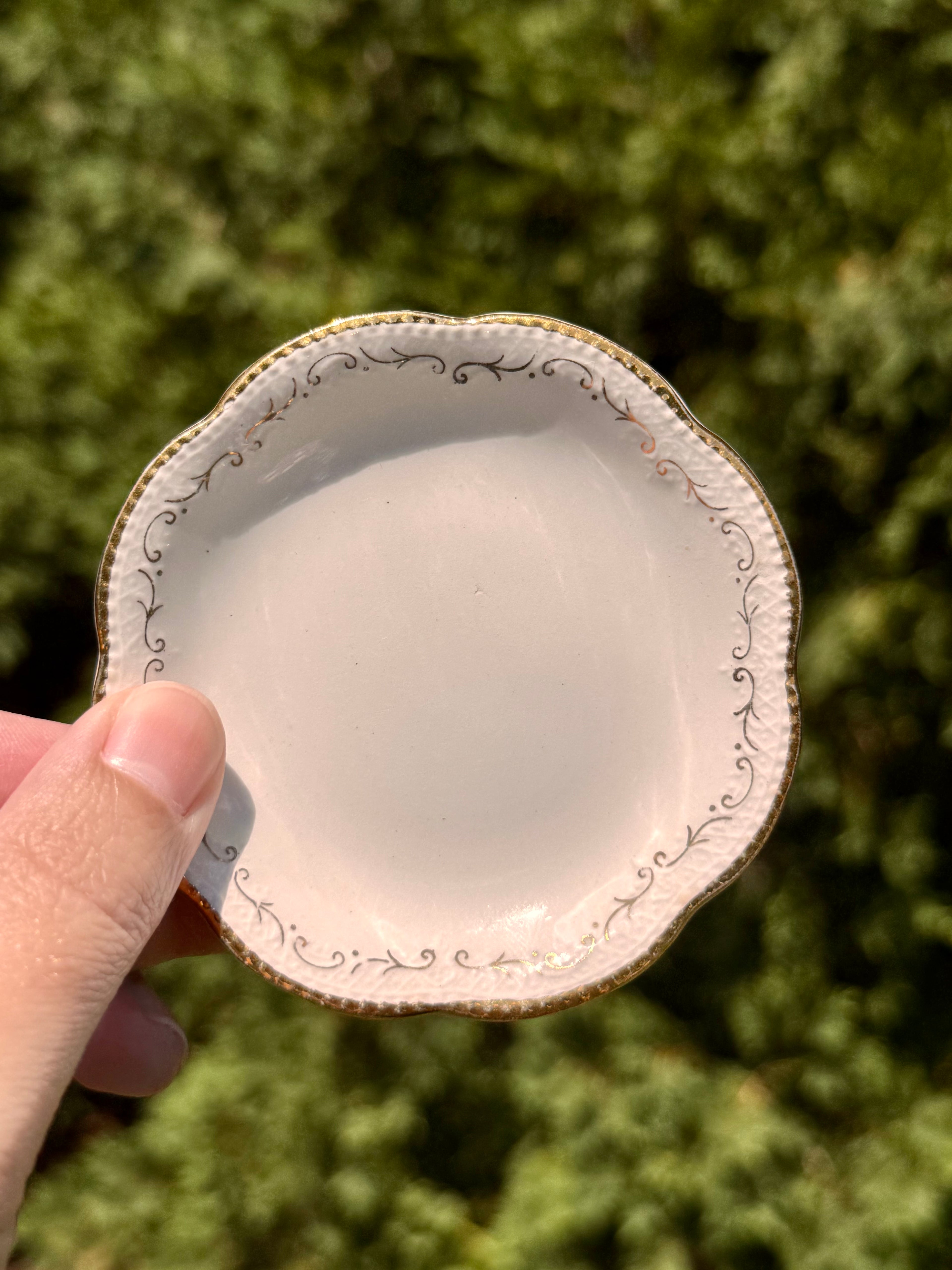 Antique English Gold Trim Butter Pats by A.J. Wilkinson | Set of 6