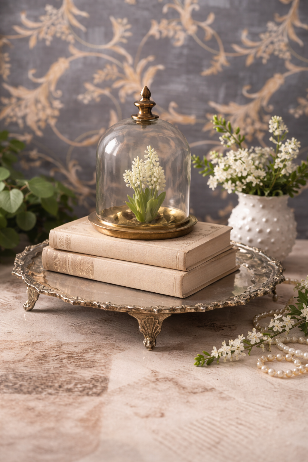 Collected Silverplate Riser with Ornate Feet, 10.5”