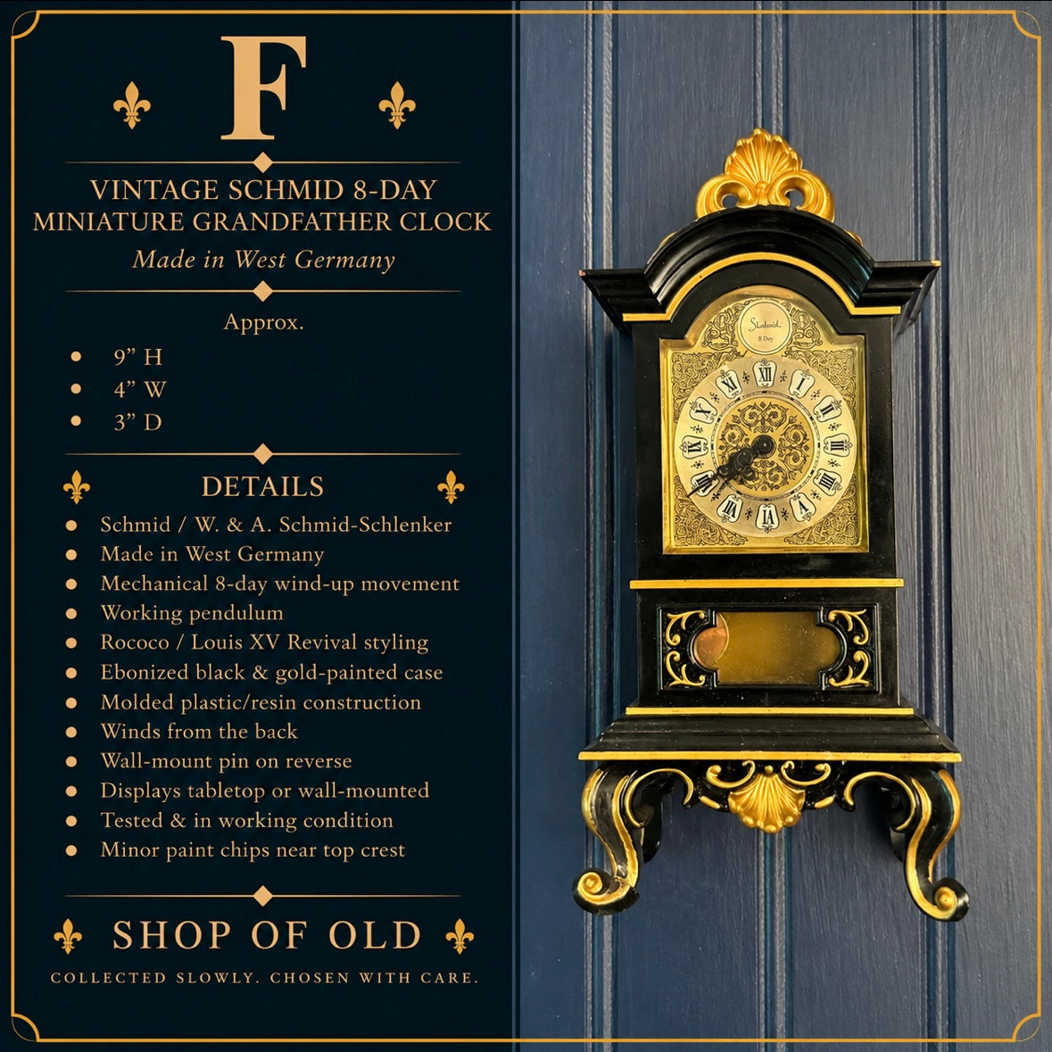 Vintage Schmid 8-Day Miniature Grandfather Clock | Made in West Germany