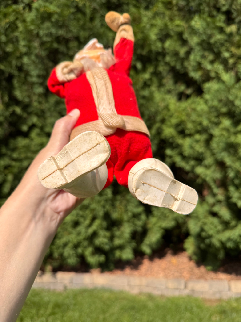 Vintage Flocked Santa Claus | Made in Japan Christmas Figure