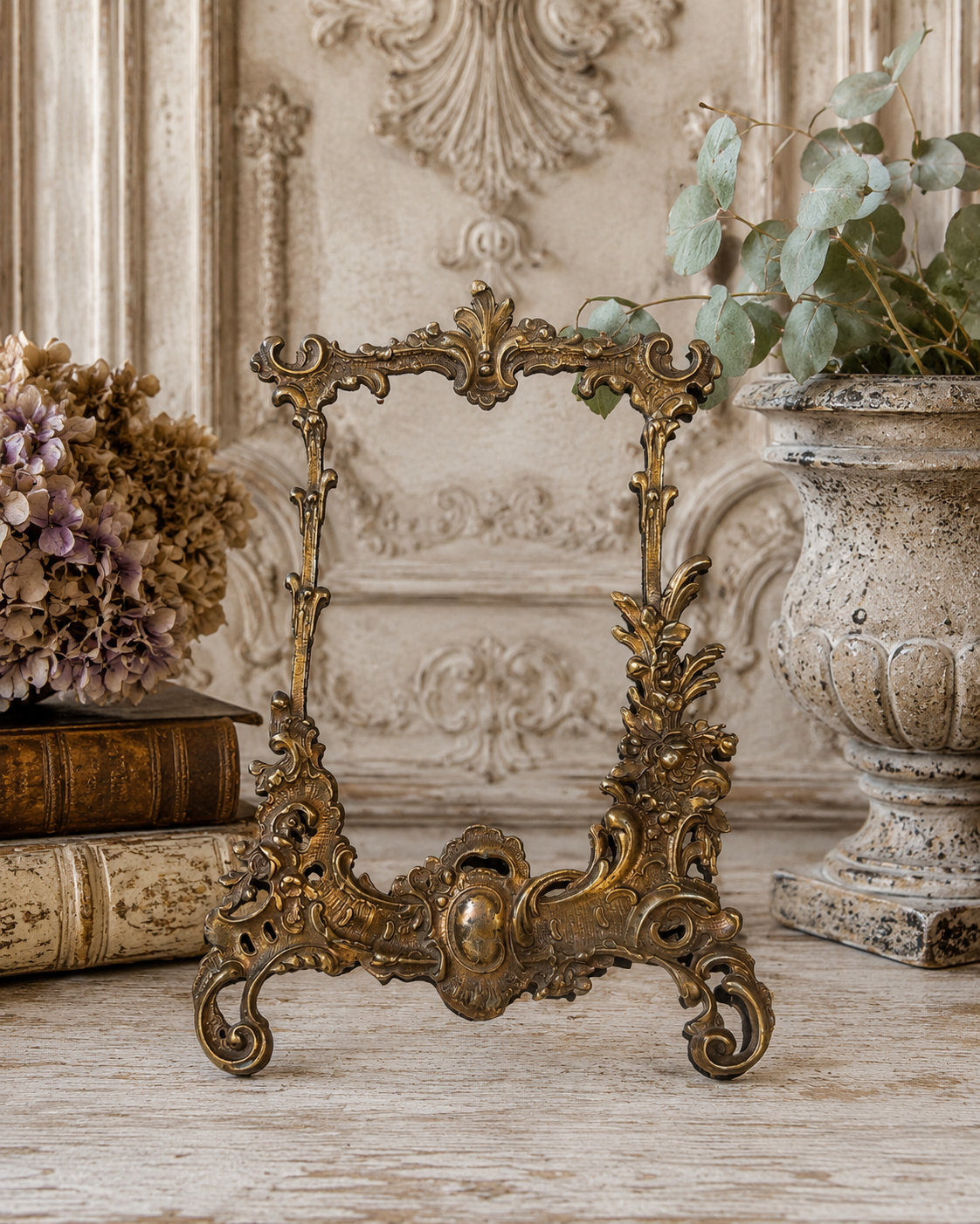 Antique French Ormolu Clock Front Frame | Rococo Gilt Bronze Mount | Architectural Fragment