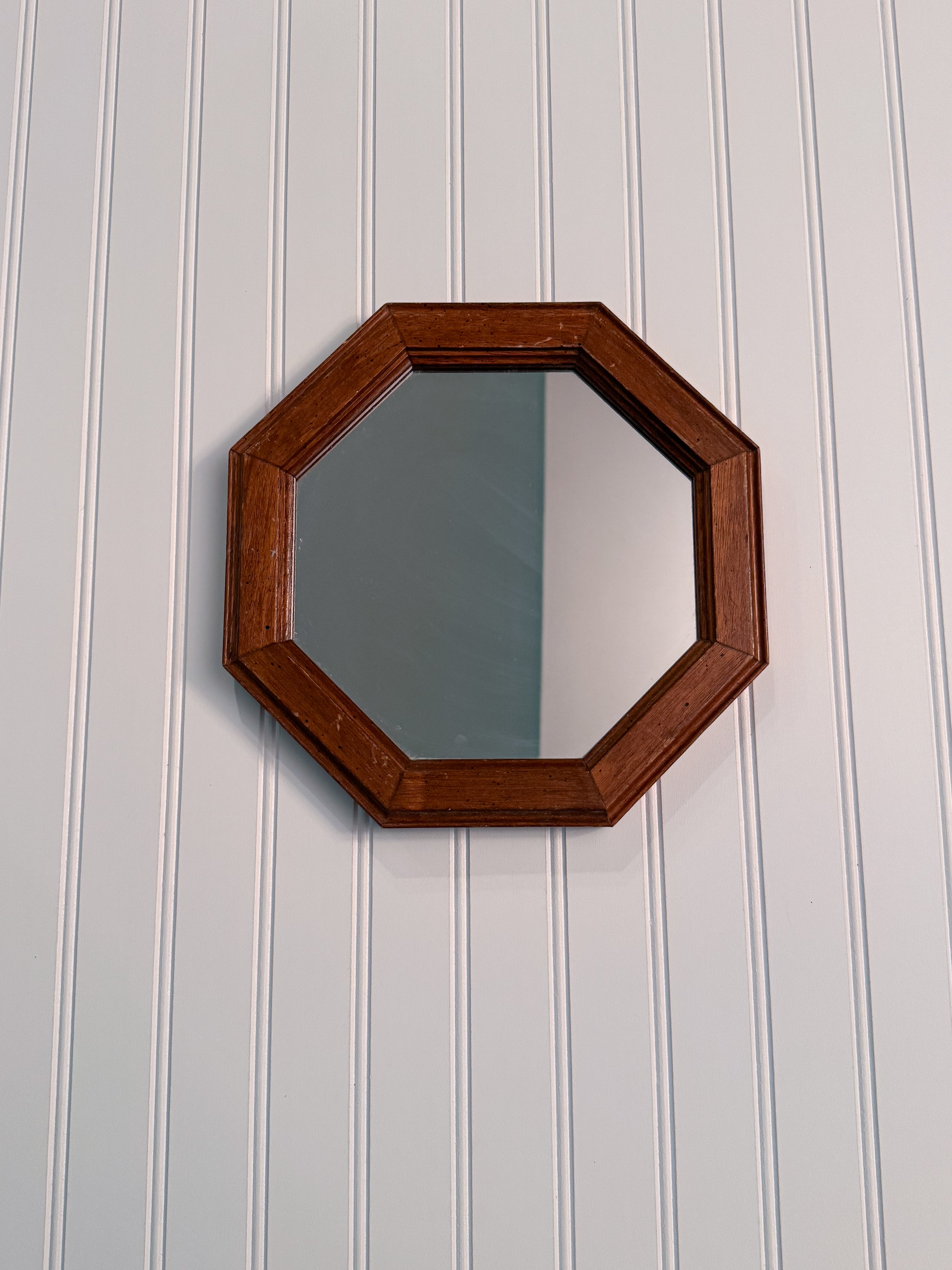 Vintage Wooden Octagonal Wall Mirror | Solid Wood Estate Mirror