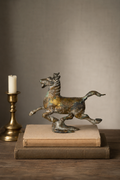 Cast Bronze Flying Horse Sculpture with Aged Patina — Inspired by Han Dynasty Form