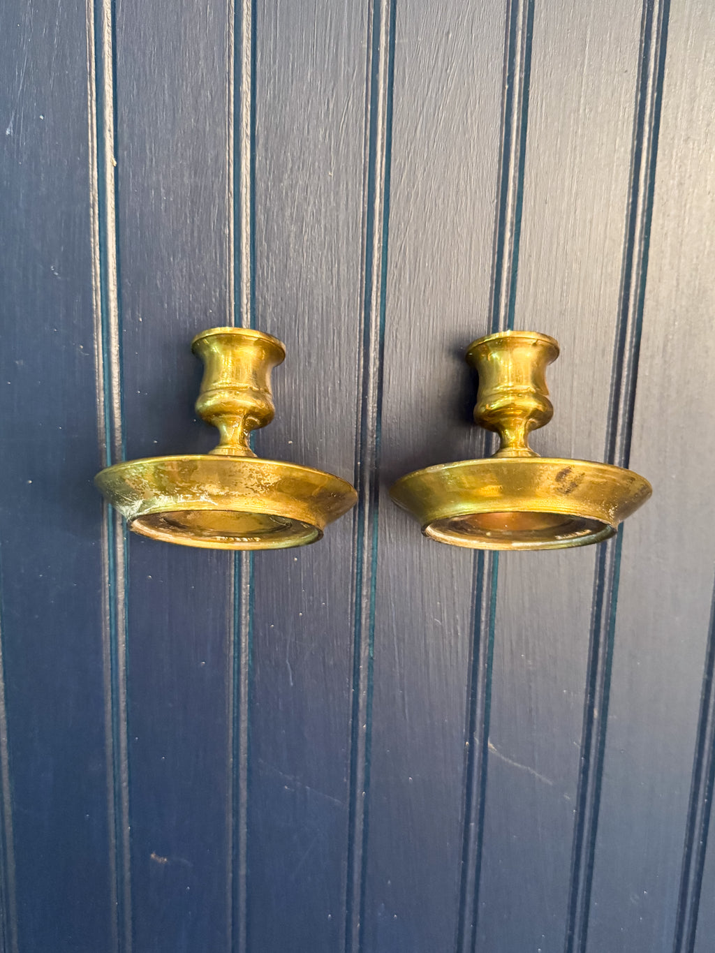 Vintage Brass “Brighton Bun” Candlesticks | Made in England