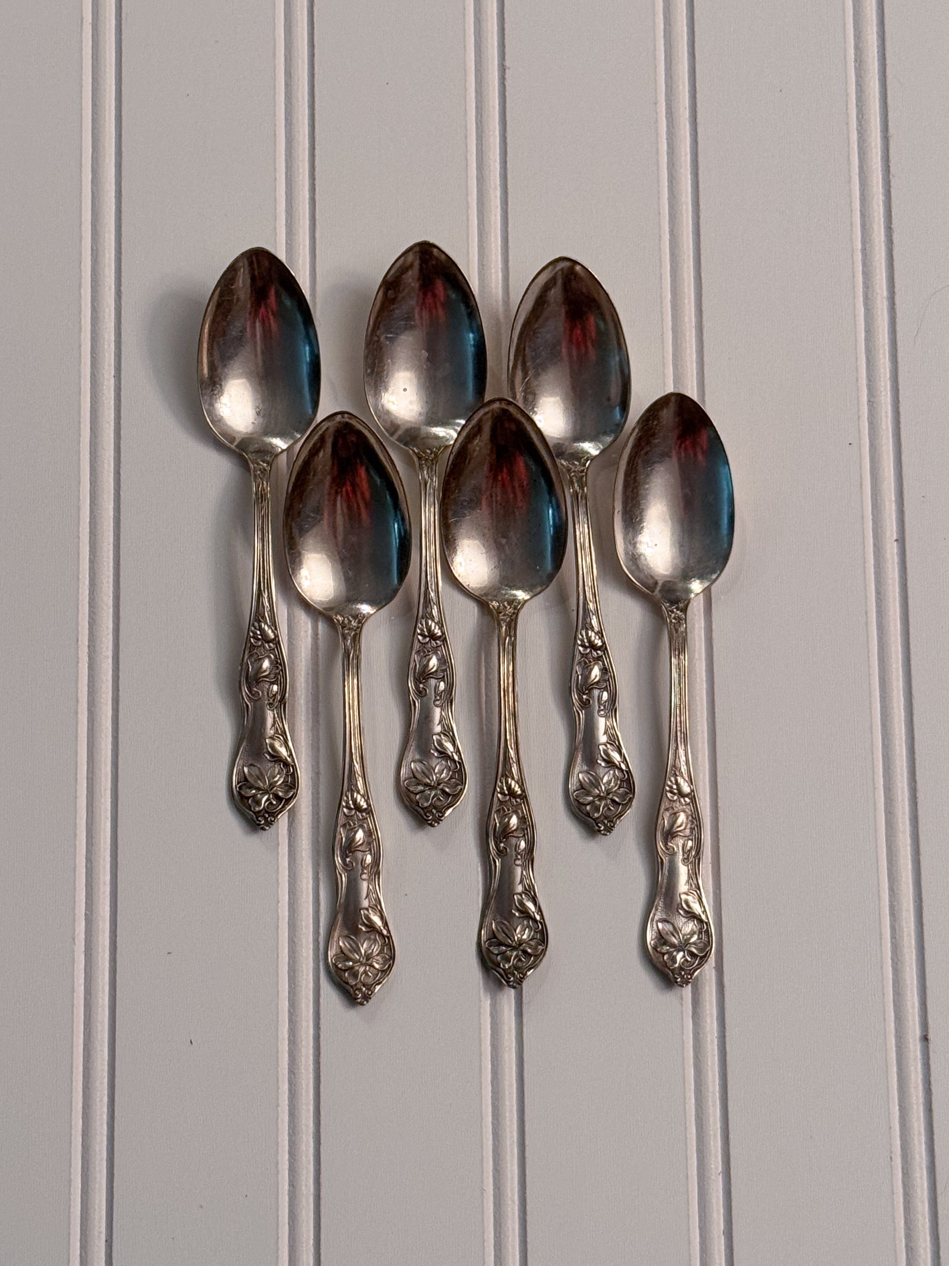 Vintage Silver-Plated Rose Spoons | Set of 6 | Mid-20th Century