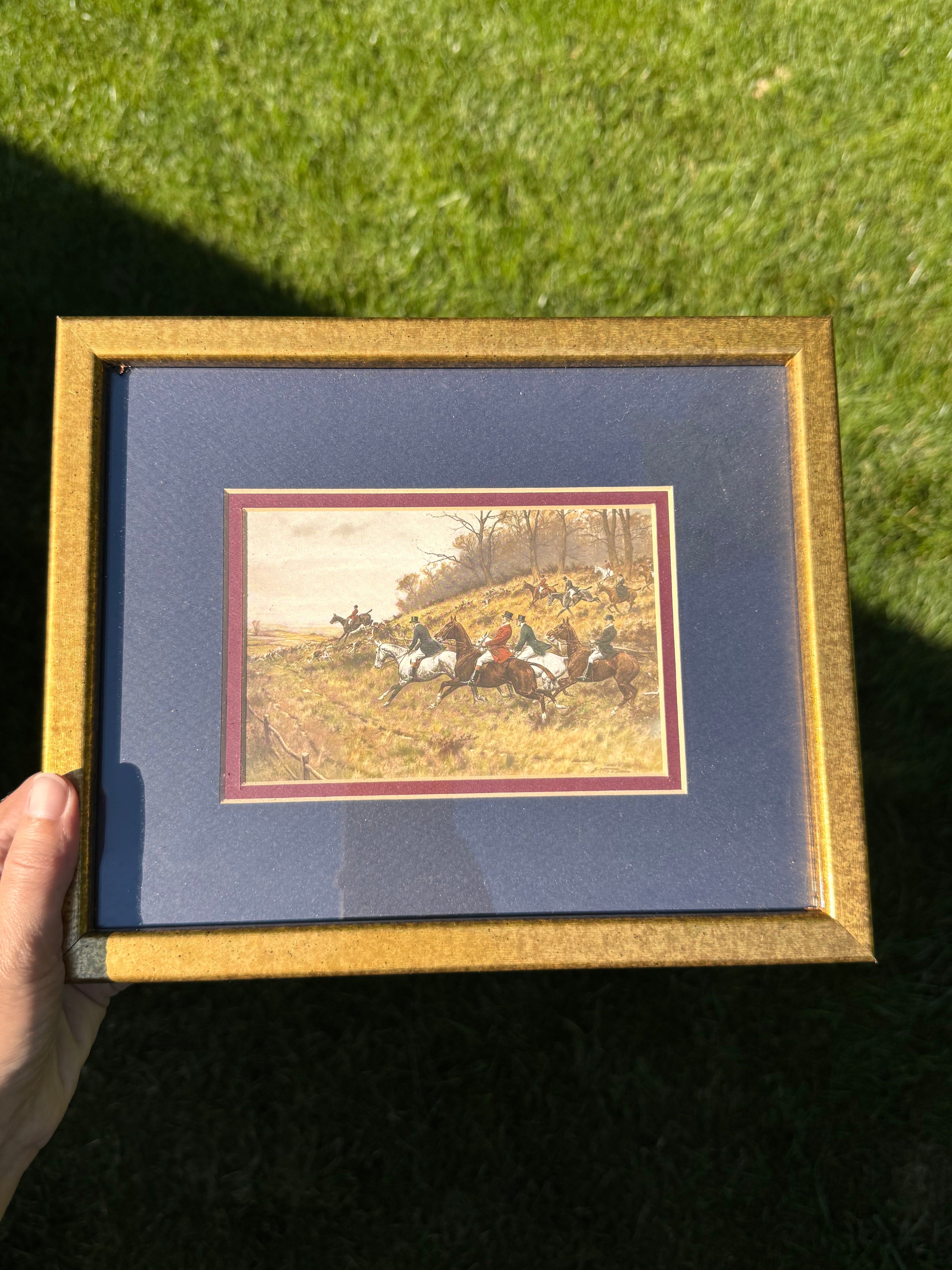 Vintage George Wright “Full Cry” Fox Hunting Equestrian Print | Framed Sporting Art