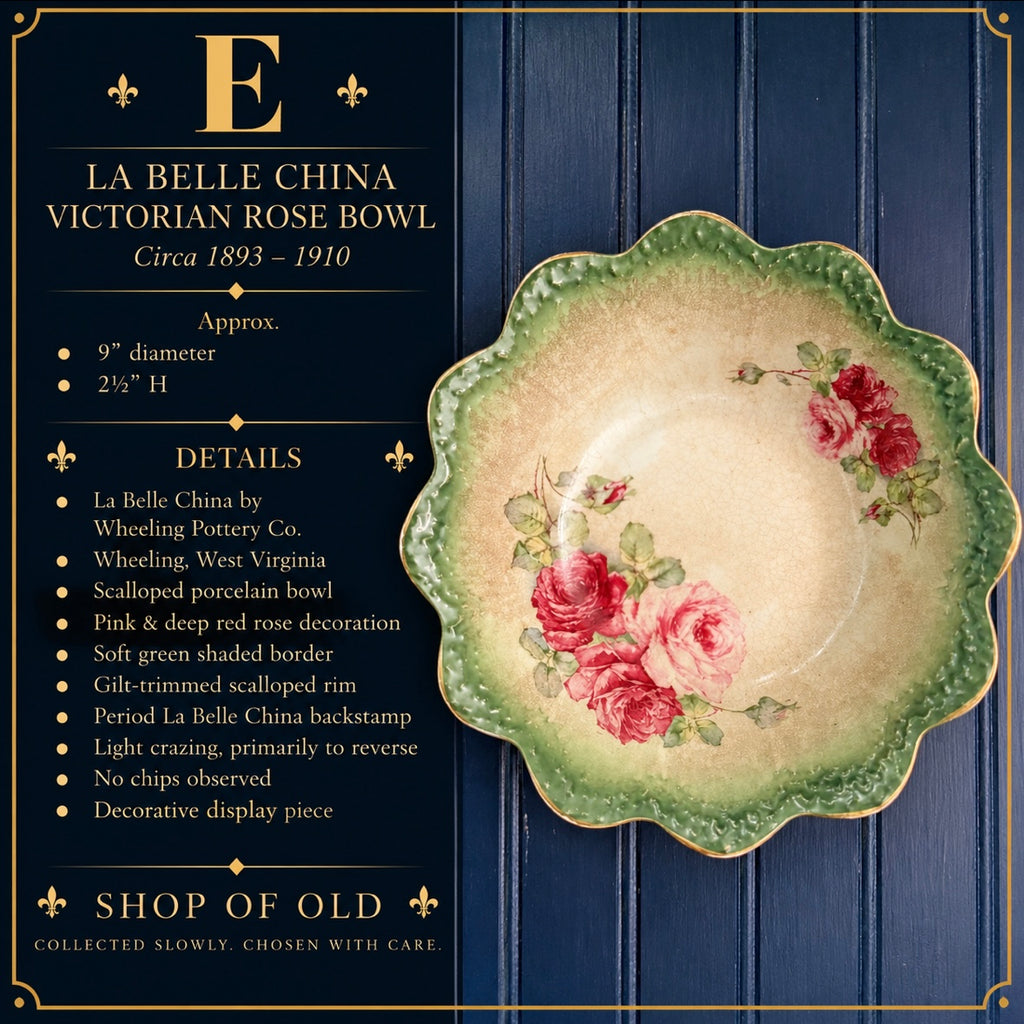 Antique La Belle China Victorian Rose Porcelain Bowl | Wheeling Pottery