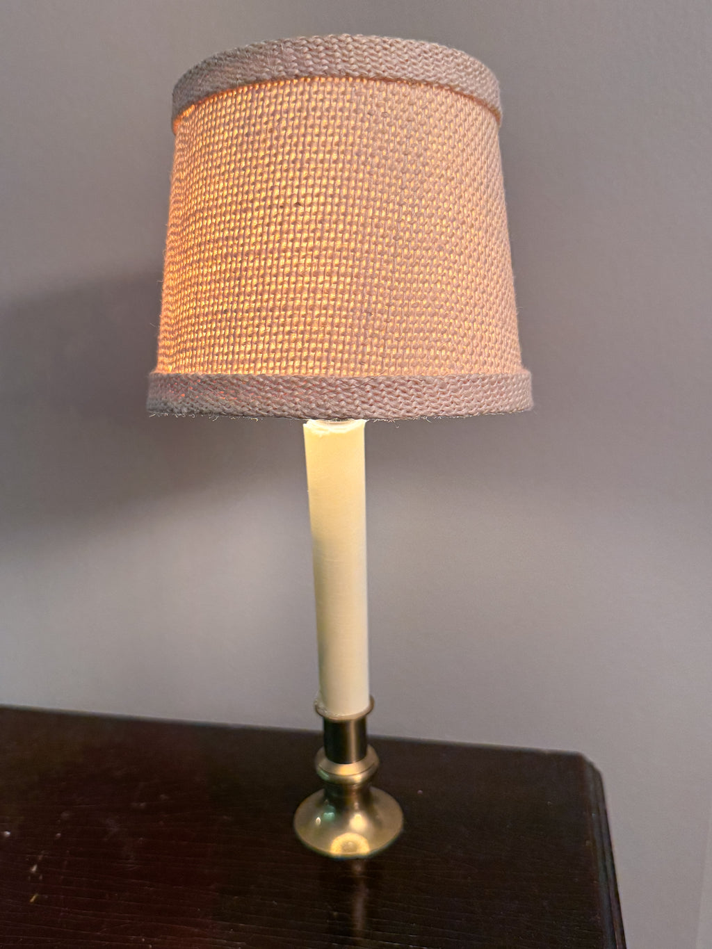Vintage Miniature Accent Lamp with Cream Glass Shade | Brass-Tone Base
