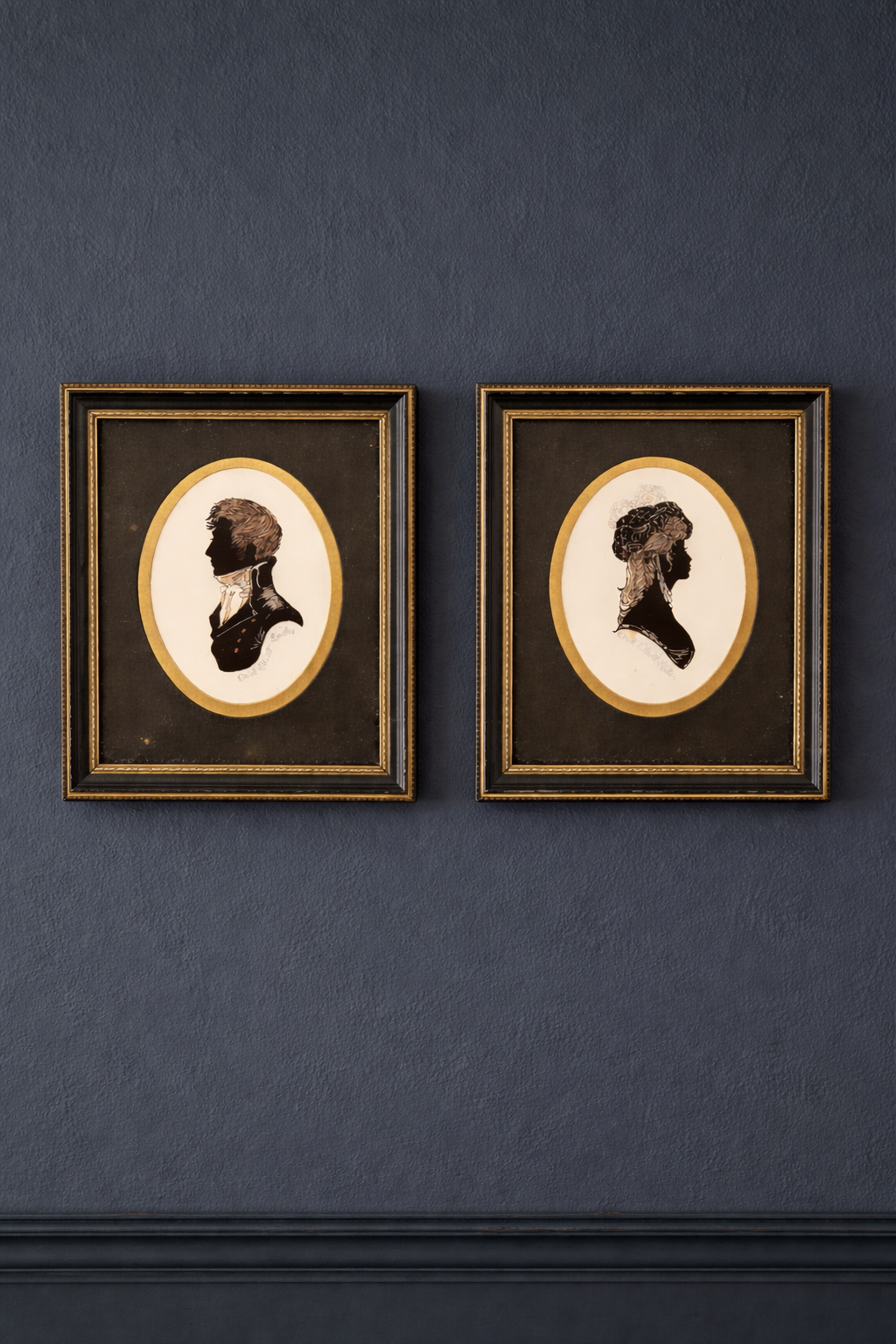 Pair Signed Enid Elliott Linder Silhouette Portraits Pennyfarthing Galleries