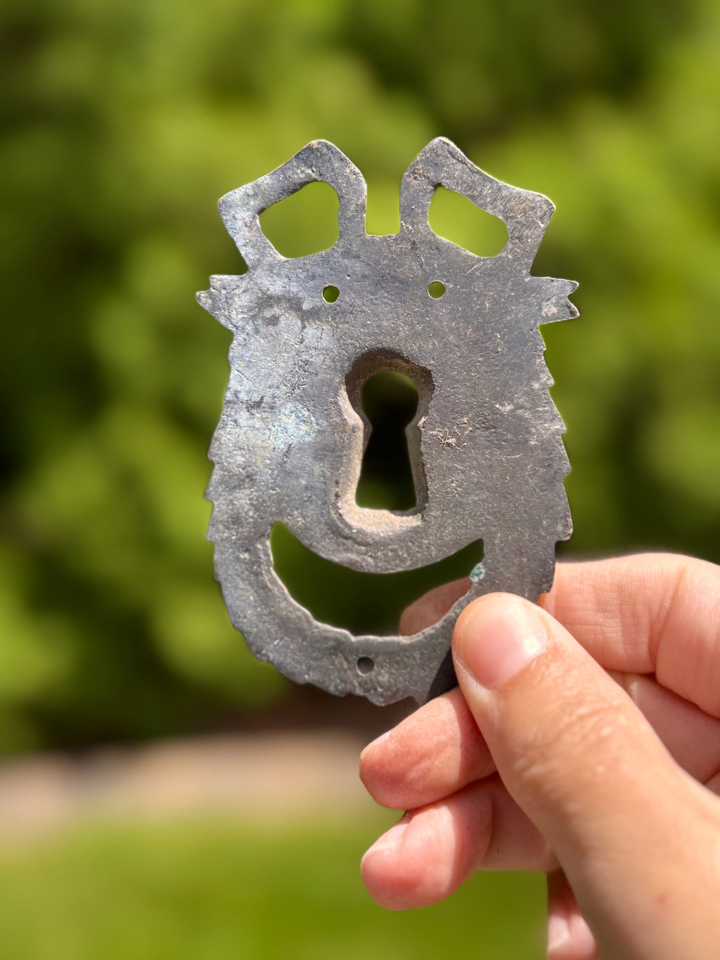 Antique Laurel Wreath Keyhole Escutcheon | Cast Brass Furniture Hardware Fragment