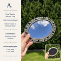 Vintage Oval Silver Vanity Tray | Mid-Century Rose Border Mirror Tray