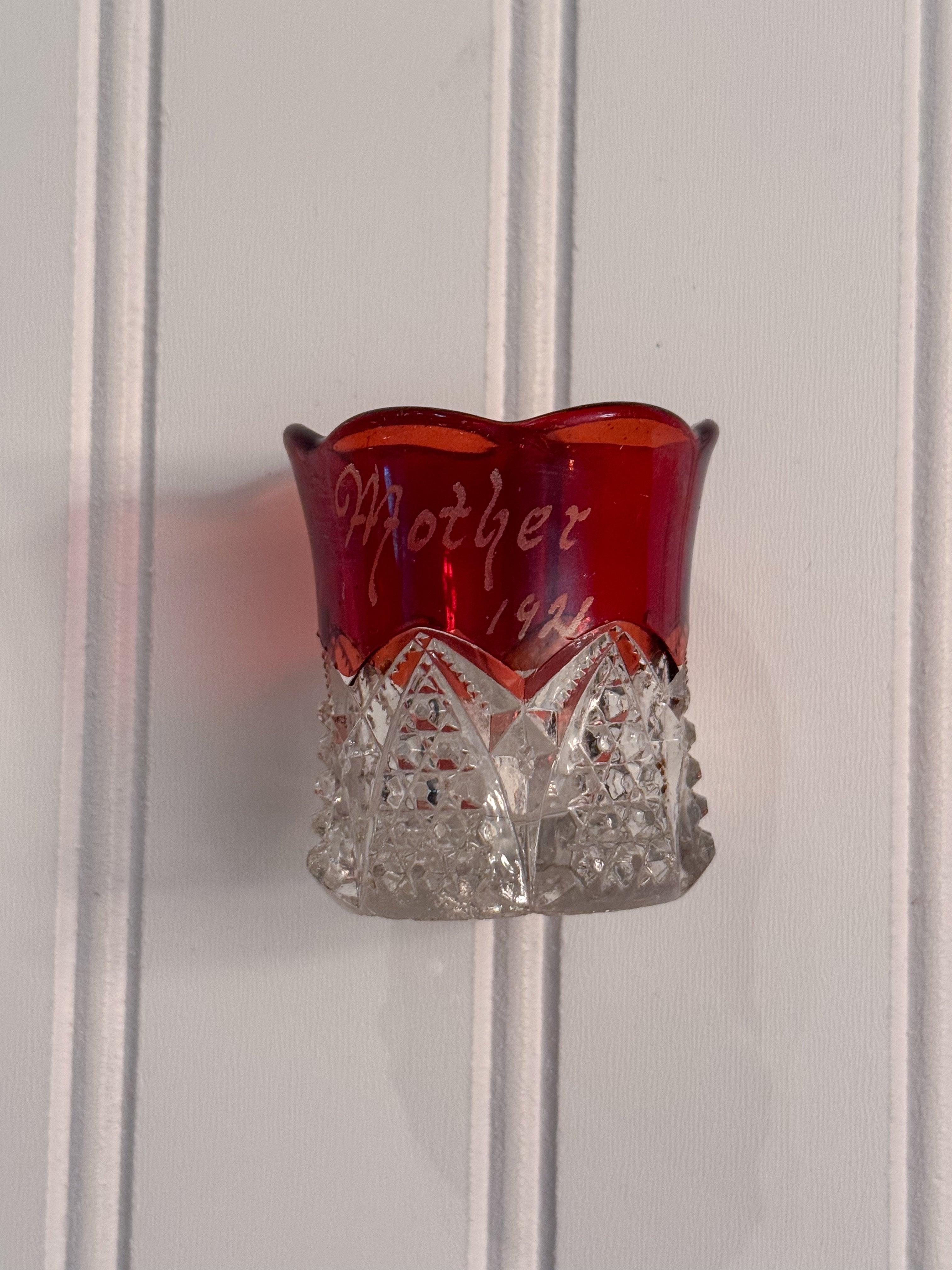 1921 Ruby Flash “Mother” Toothpick Holder