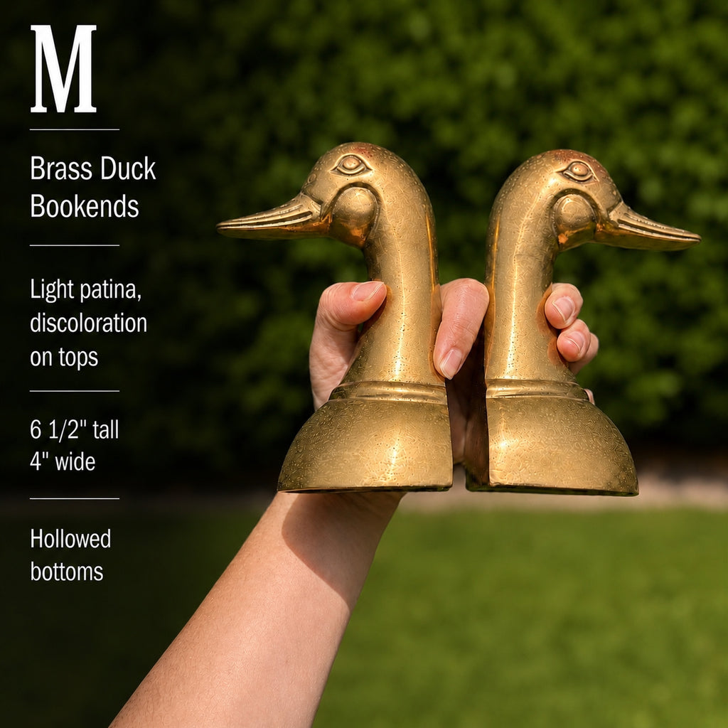 Vintage Brass Duck Bookends | Mid-Century Waterfowl Bookends
