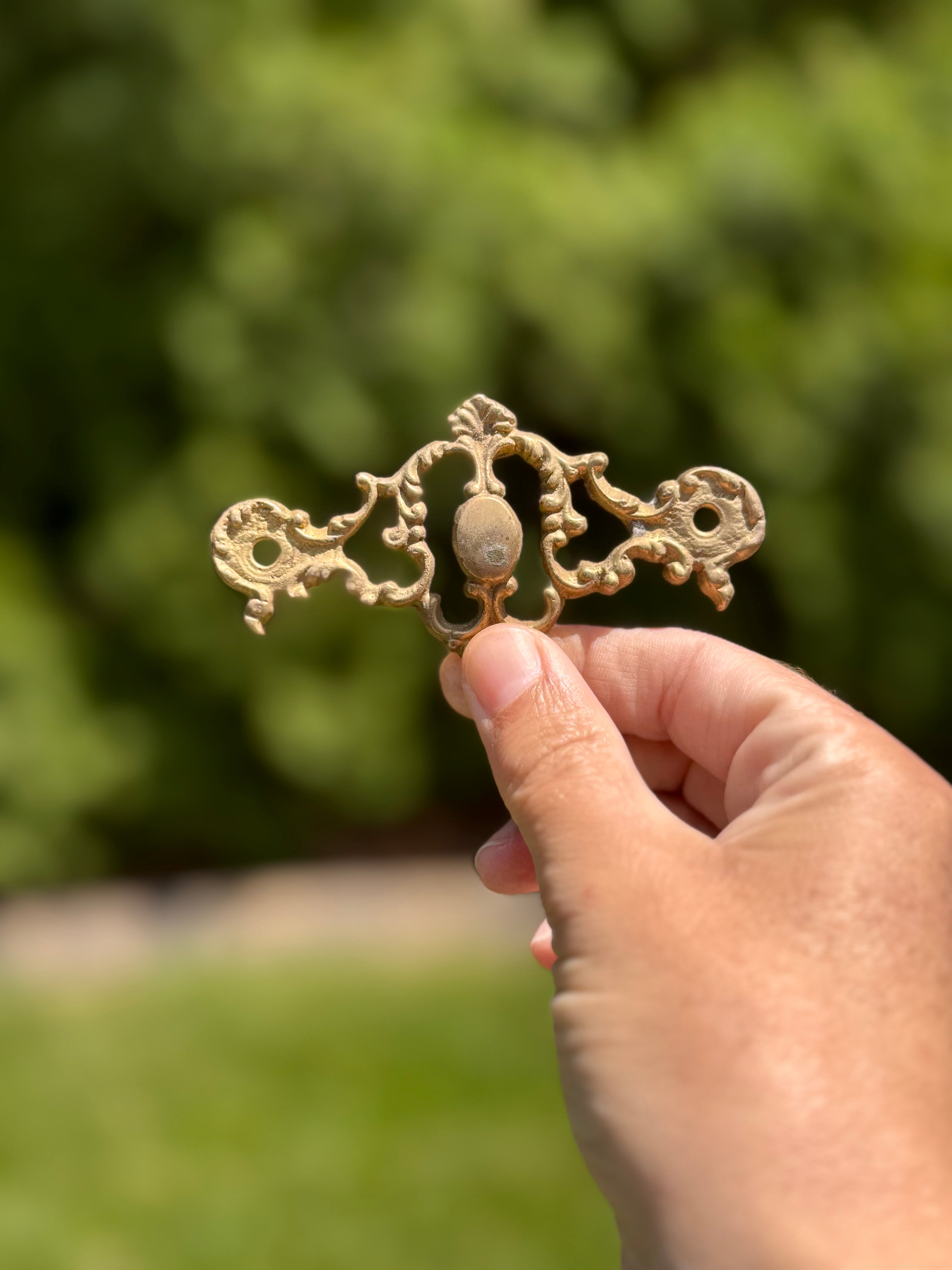 French Ormolu Furniture Mount Fragment | Decorative Hardware Rosette Accent