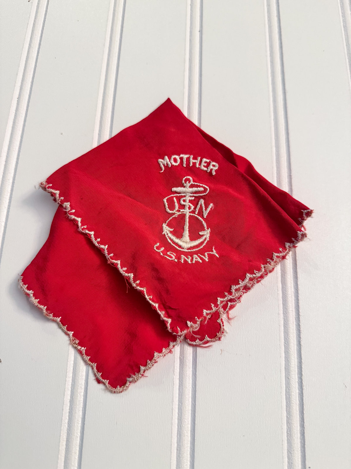 Vintage U.S. Navy “Mother” Sweetheart Hanky | Embroidered Silk