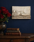 Reclining Nude Figure Bas Relief | Faux Stone Modernist Wall Sculpture