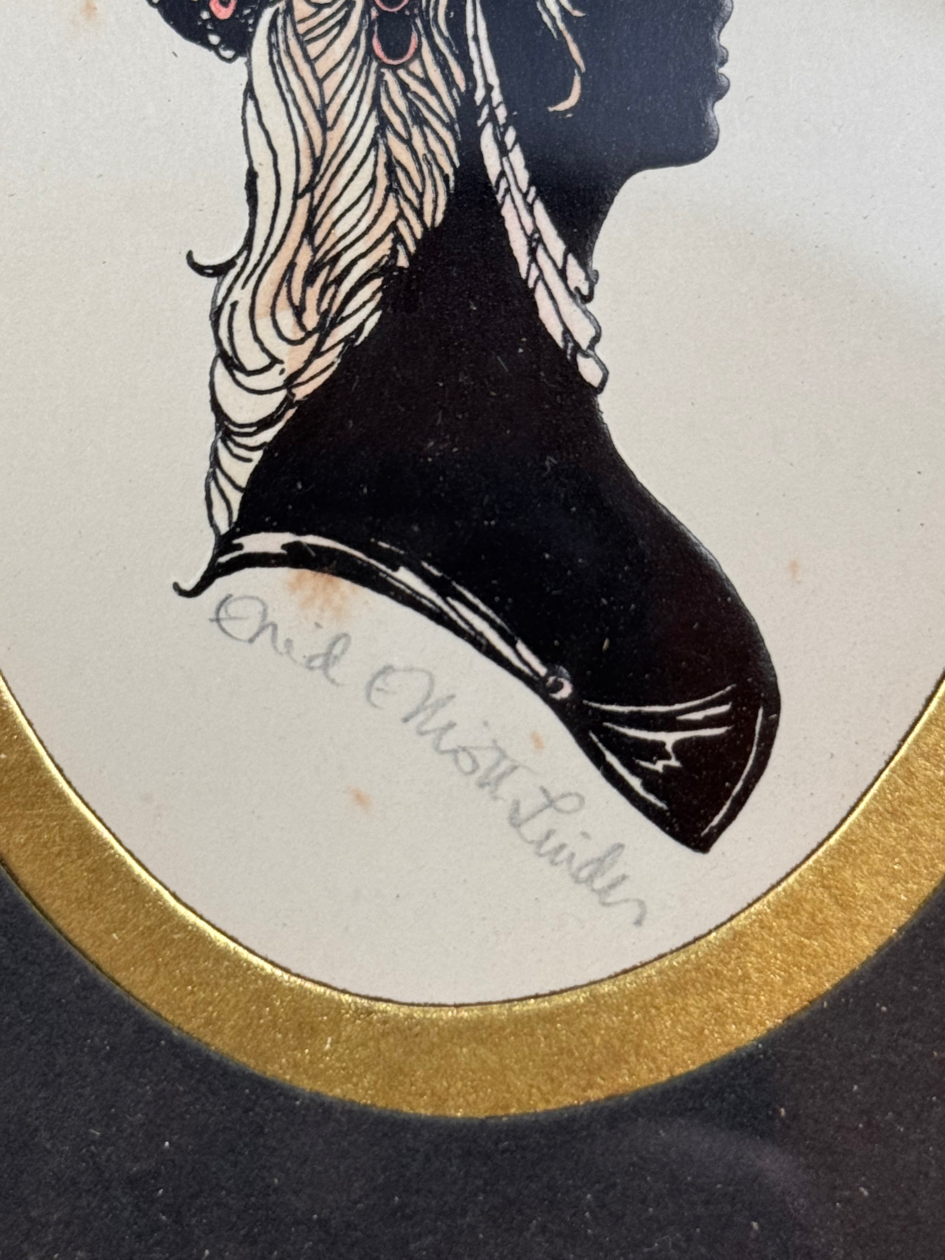 Pair Signed Enid Elliott Linder Silhouette Portraits Pennyfarthing Galleries