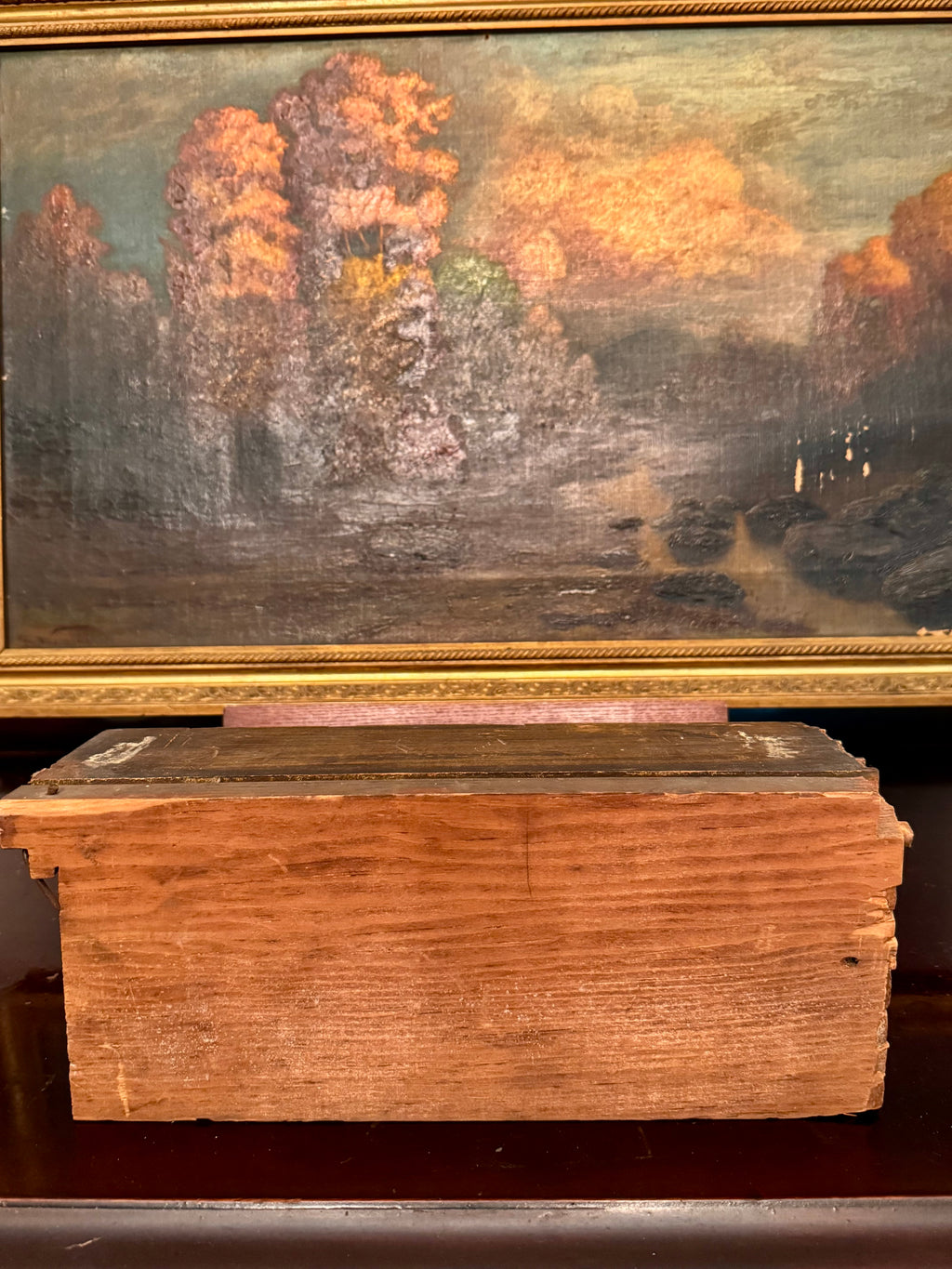 Antique Victorian Gilt Wood Architectural Riser | Salvaged Pedestal Block | Pegs on Left | 11.5”