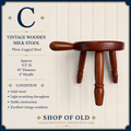 Vintage Wooden Milk Stool | Three-Legged Farmhouse Stool with Handle