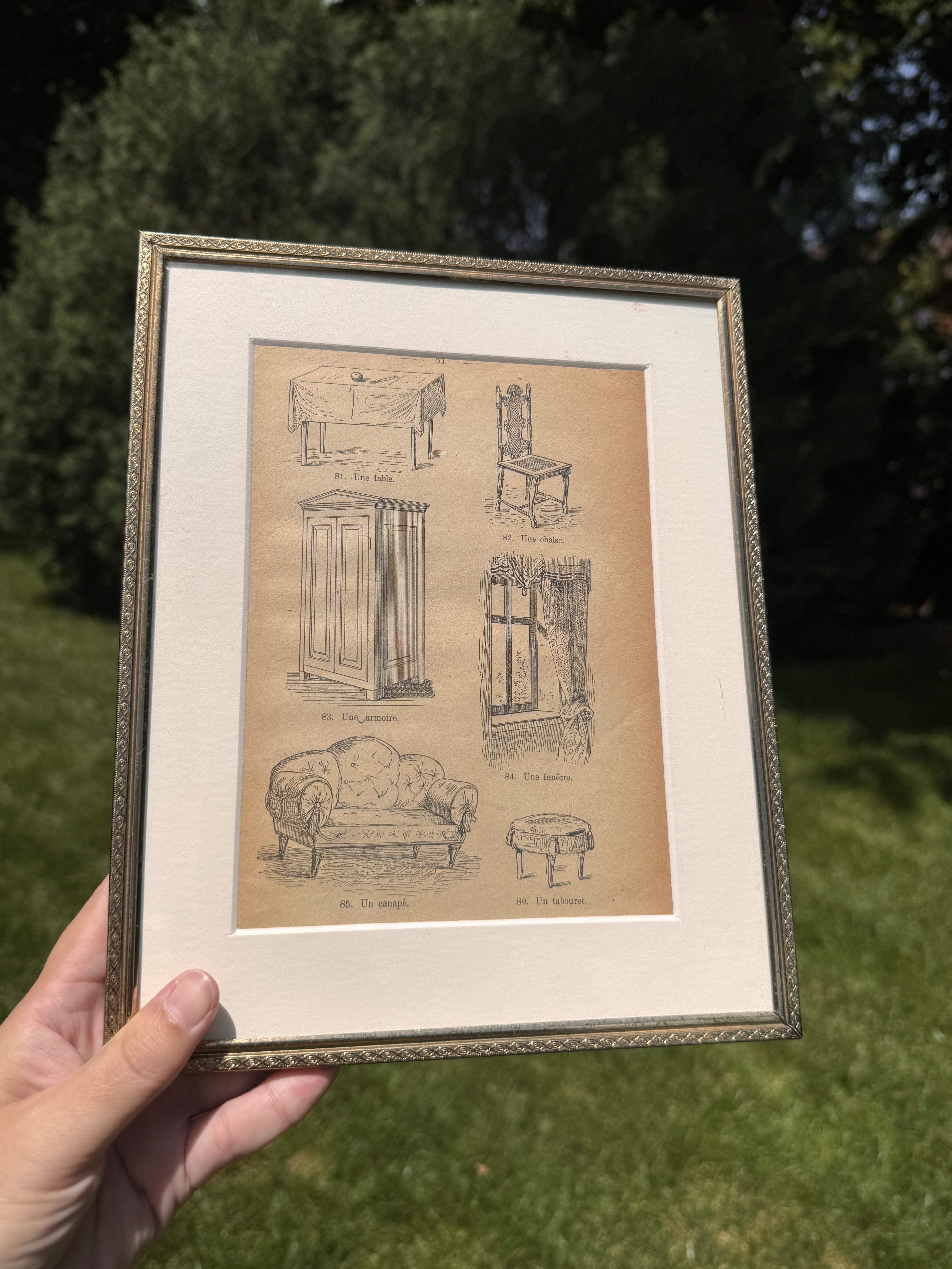 Framed French Furniture Engraving | Petit à Petit Antique Book Illustration | Vintage 8” × 10” Frame