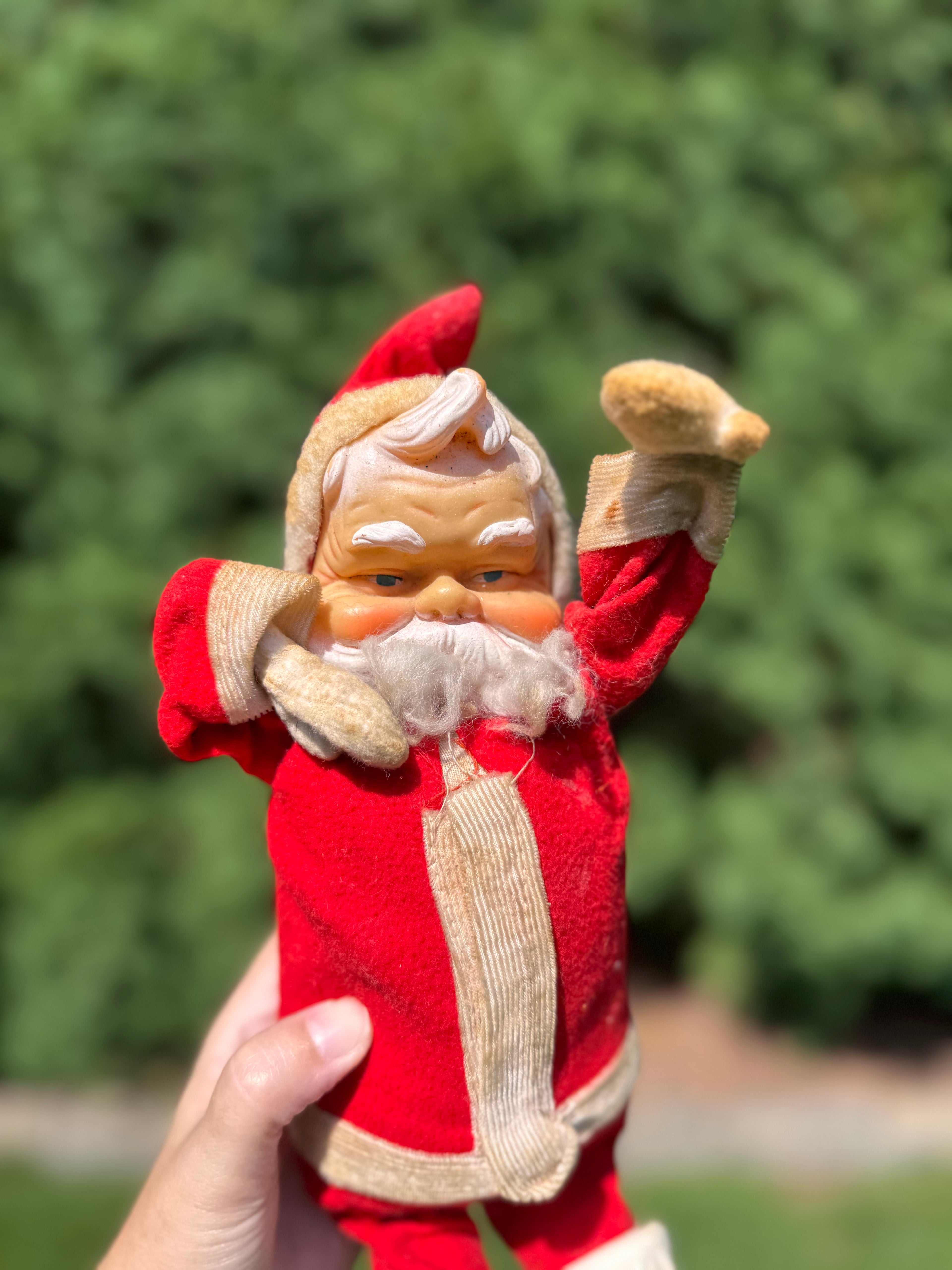 Vintage Flocked Santa Claus | Made in Japan Christmas Figure