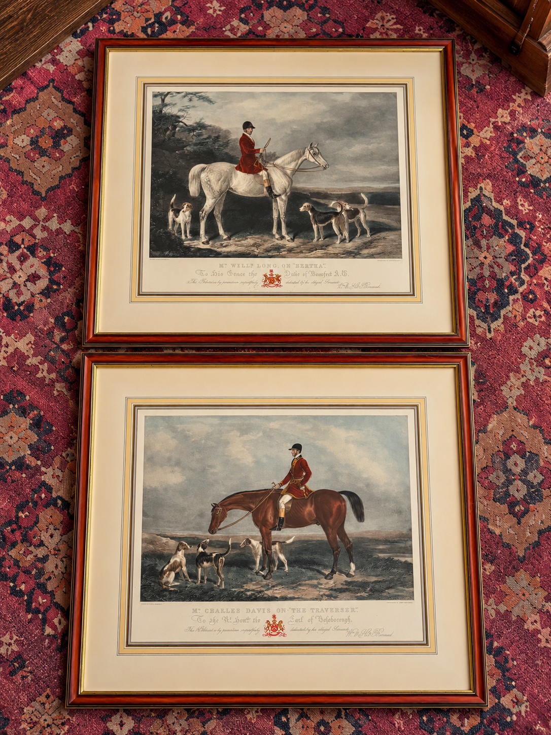 Pair of Virginia Metalcrafters Barraud Horsemen Hand-Colored Restrike Engravings