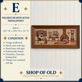 Vintage Framed Hearth Scene Needlepoint | Dog, Fireplace & Grandfather Clock