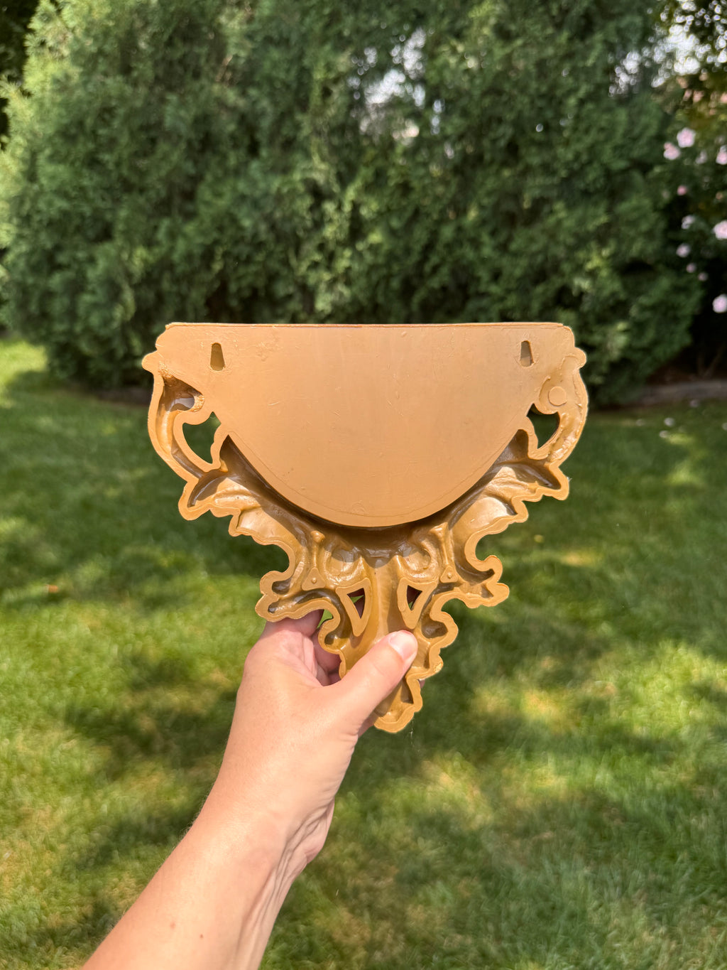 Vintage Pair of 1978 HOMCO Gold Wall Pocket Planters | Hollywood Regency Wall Pockets