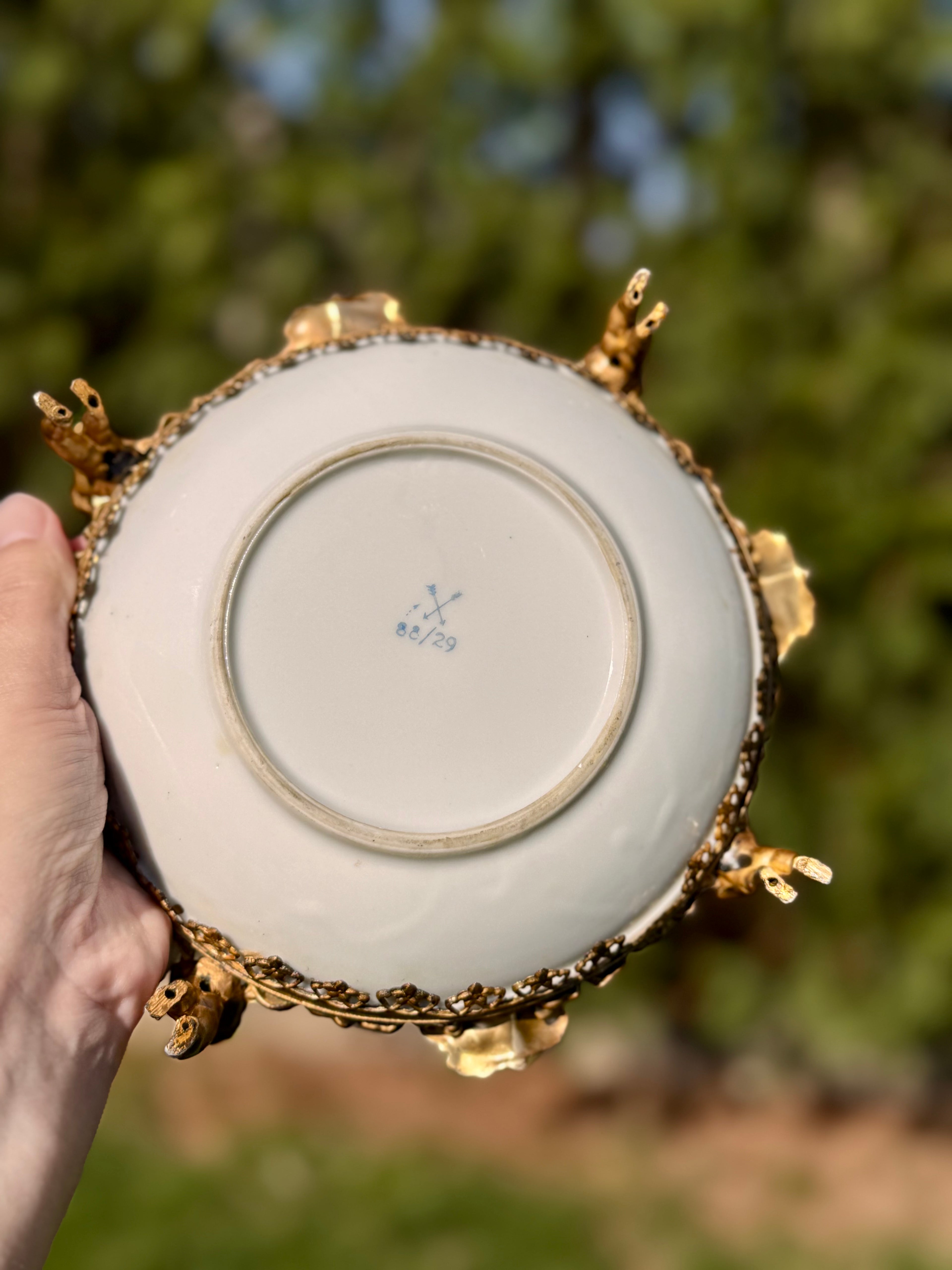 Meissen-Style Porcelain Dish in Gilt Bronze Cherub Mount | Napoleon III Style