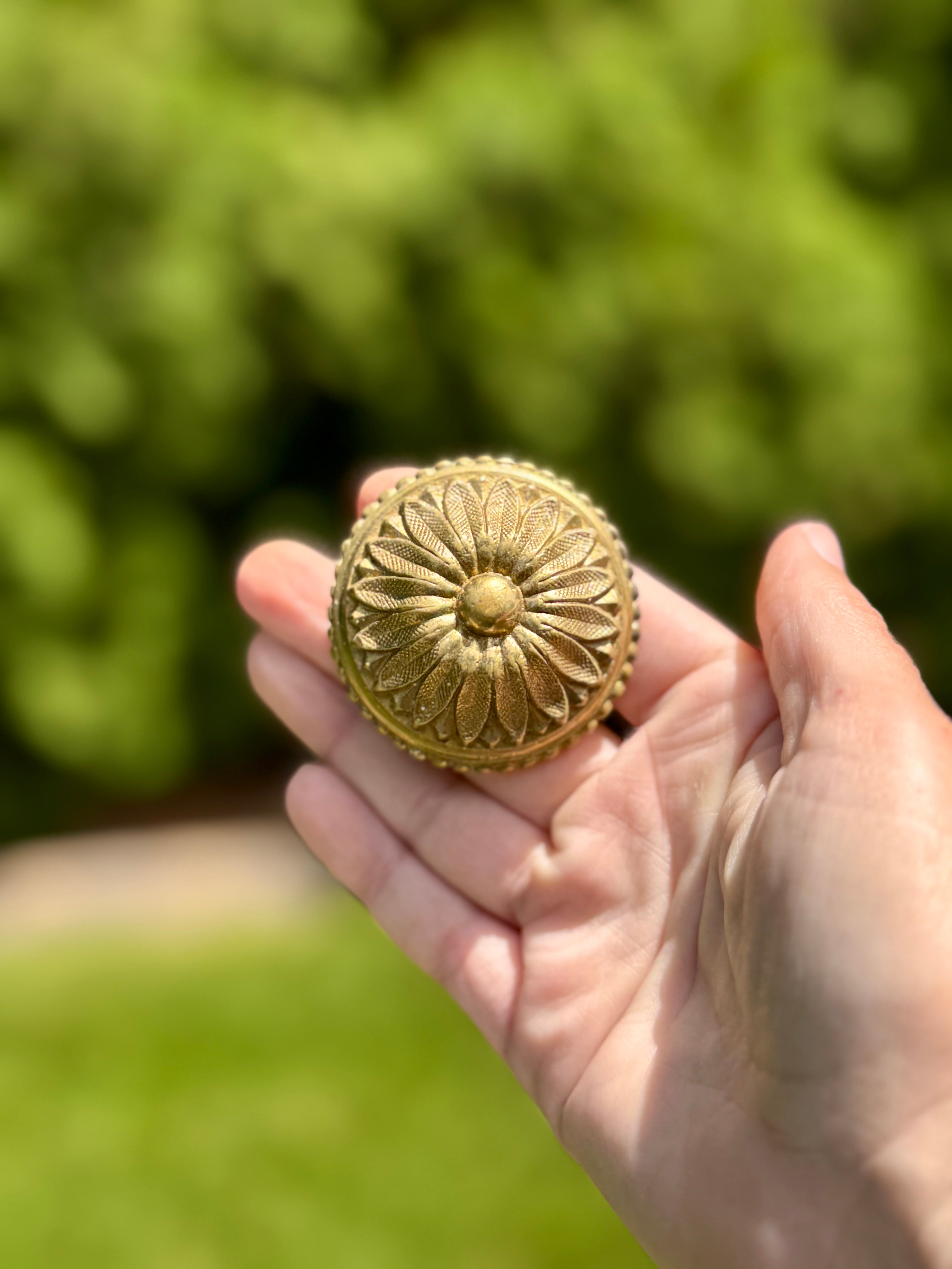 Antique Brass Rosette Finial Knob | Decorative Hardware Fragment