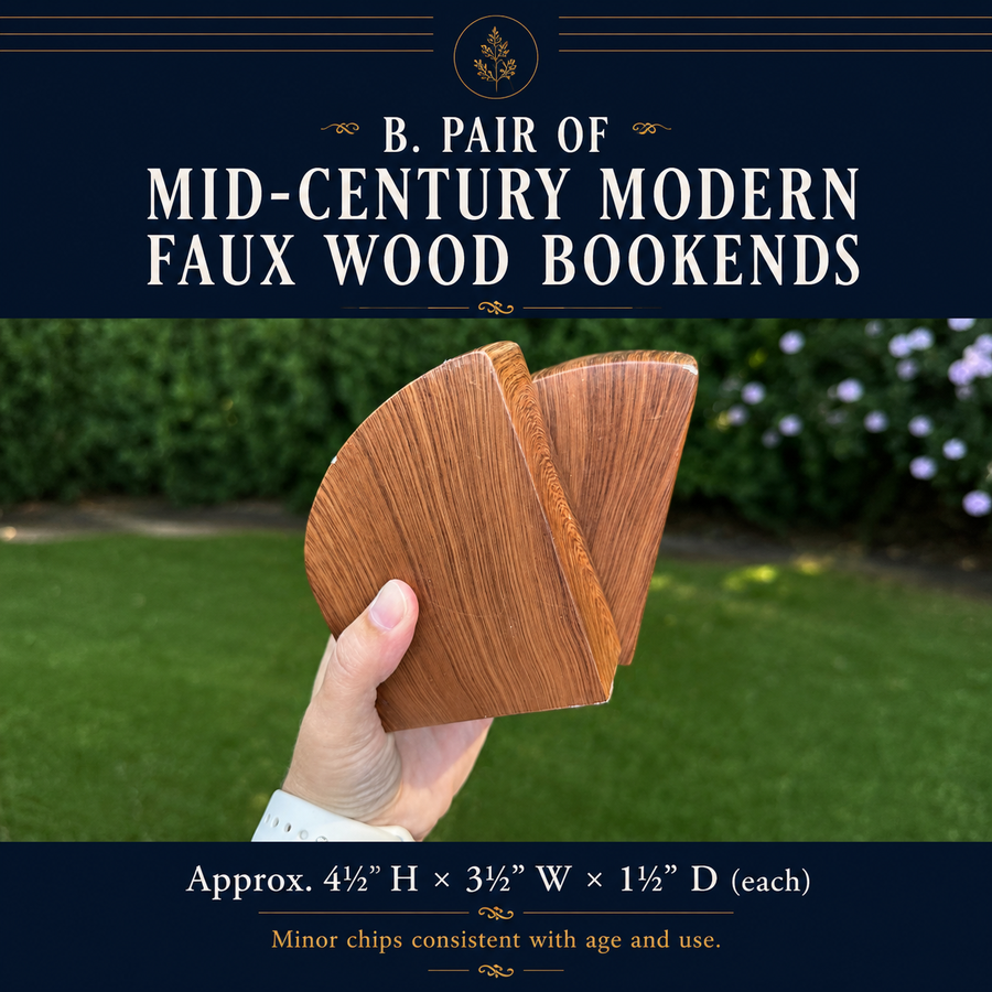 Pair of Mid-Century Modern Faux Wood Bookends