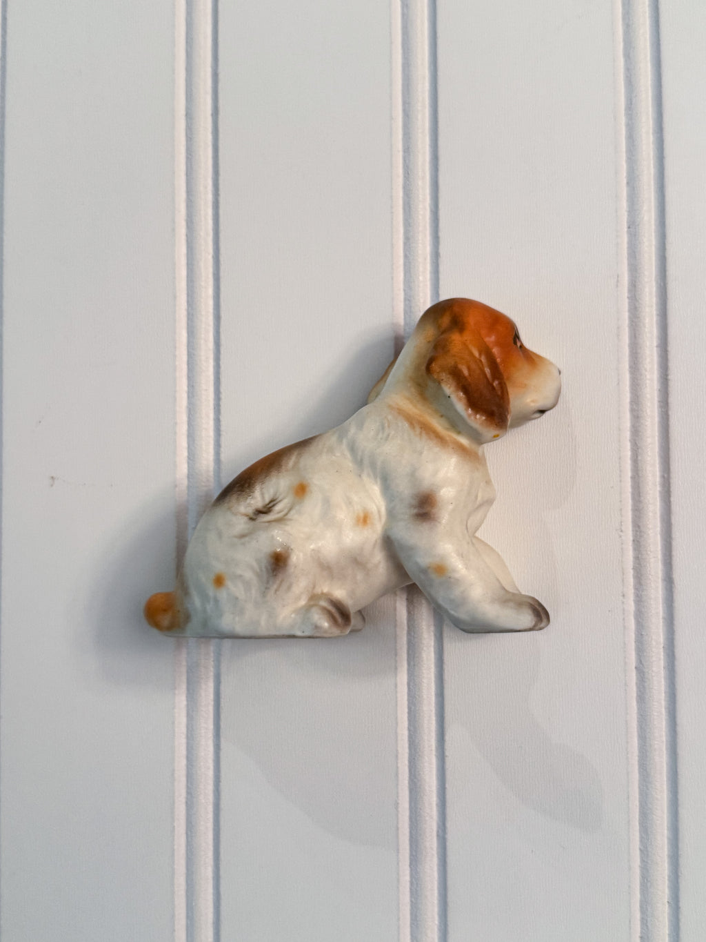 Vintage Hand-Painted Ceramic Beagle Puppy Figurine | Small Dog Statue