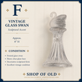 Vintage Frosted Glass Swan Sculpture | Heavy Clear Glass Pedestal Accent | 8”