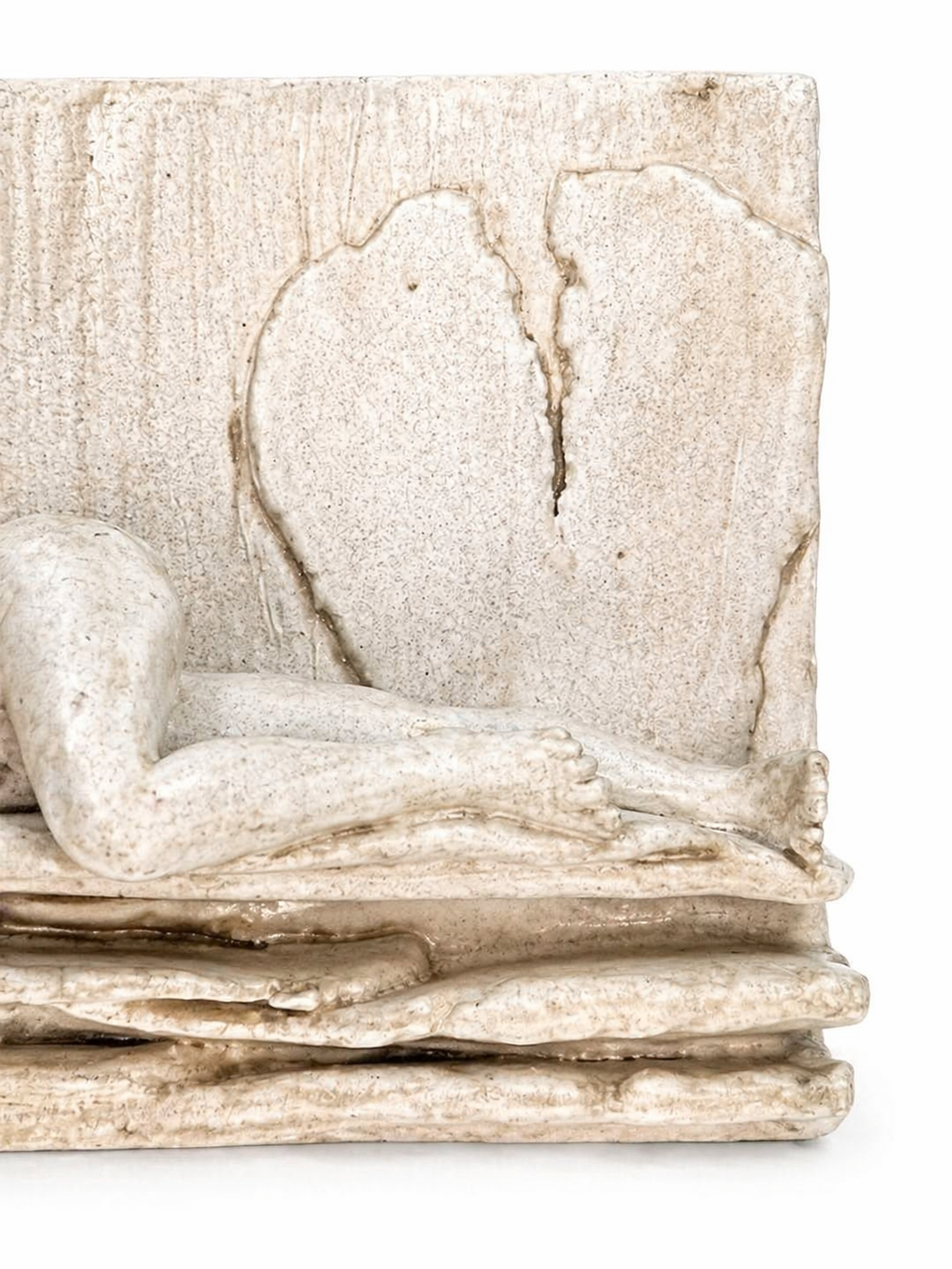 Reclining Nude Figure Bas Relief | Faux Stone Modernist Wall Sculpture