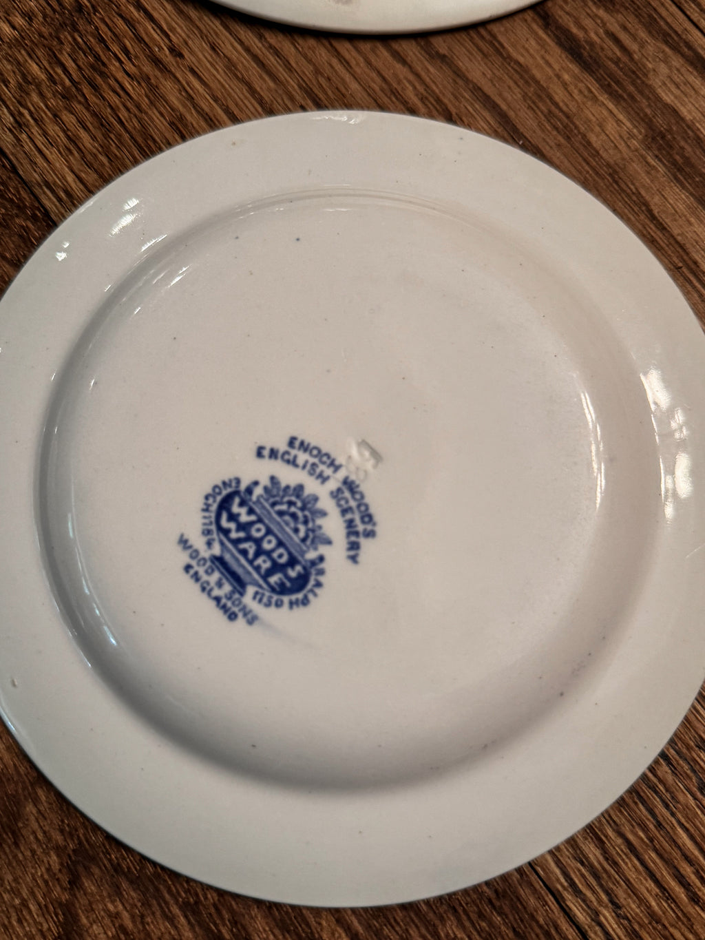 Vintage Woods Ware English Scenery Blue Transferware Saucers | Set of 4