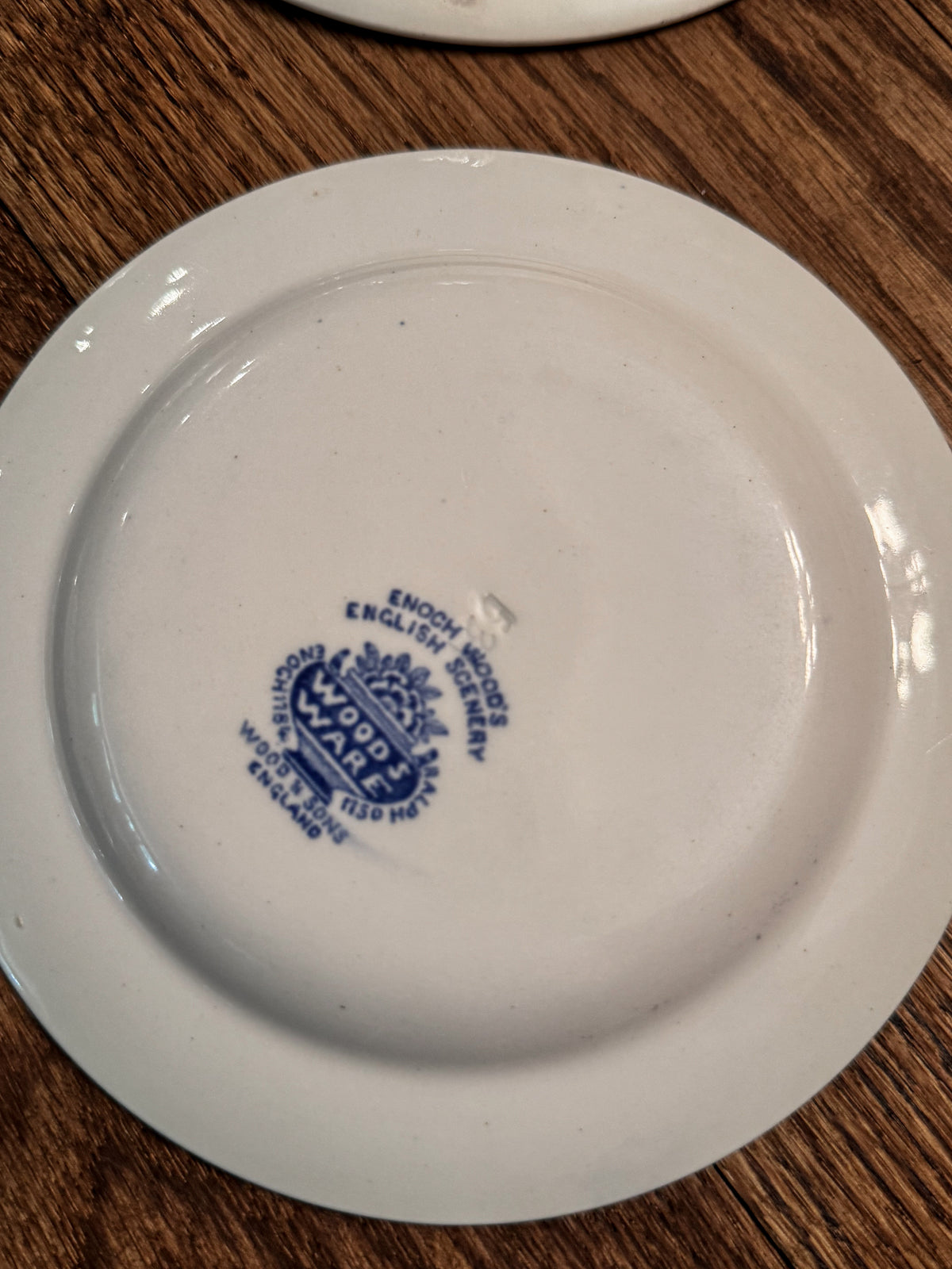 Vintage Woods Ware English Scenery Blue Transferware Saucers | Set of 4