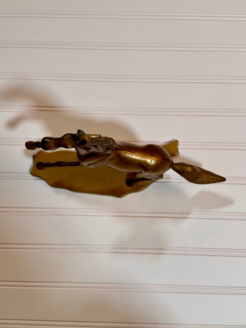 Vintage Solid Brass Horse Figurine | Large Equestrian Horse Sculpture