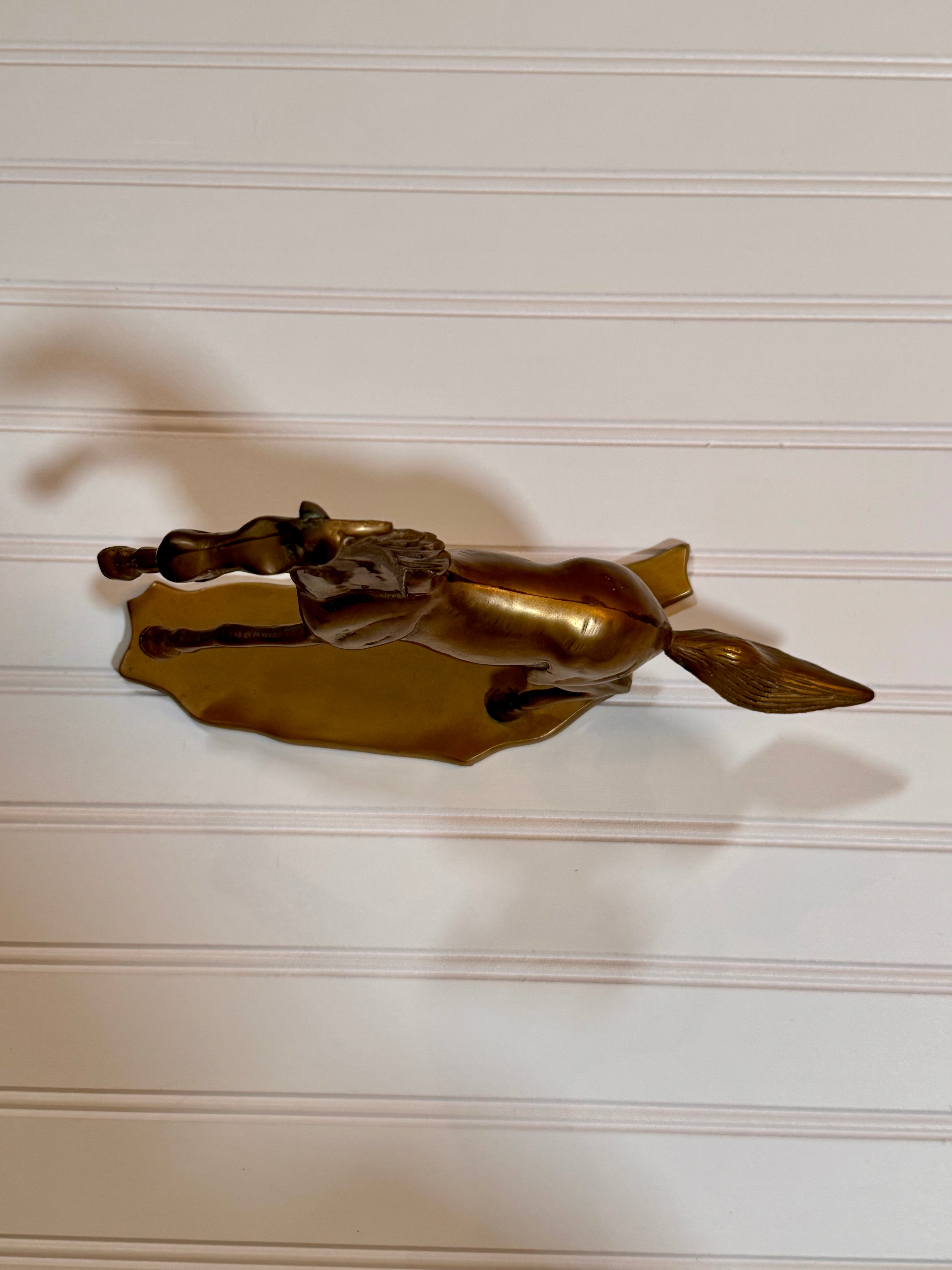 Vintage Solid Brass Horse Figurine | Large Equestrian Horse Sculpture