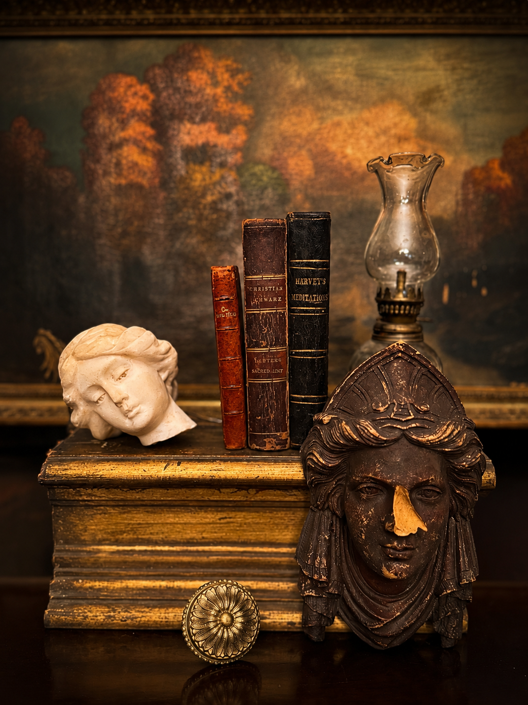 Antique Victorian Gilt Wood Architectural Riser | Salvaged Pedestal Block | Pegs on Right | 11.5”