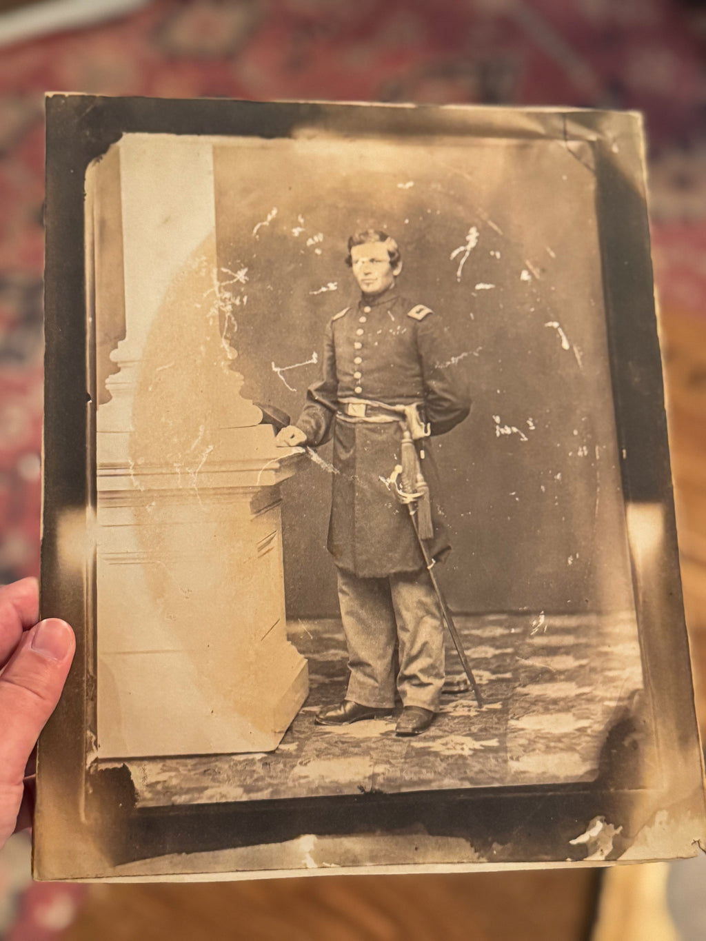Antique Civil War Soldier Photographic Reproduction | Framed Cabinet Card Portrait