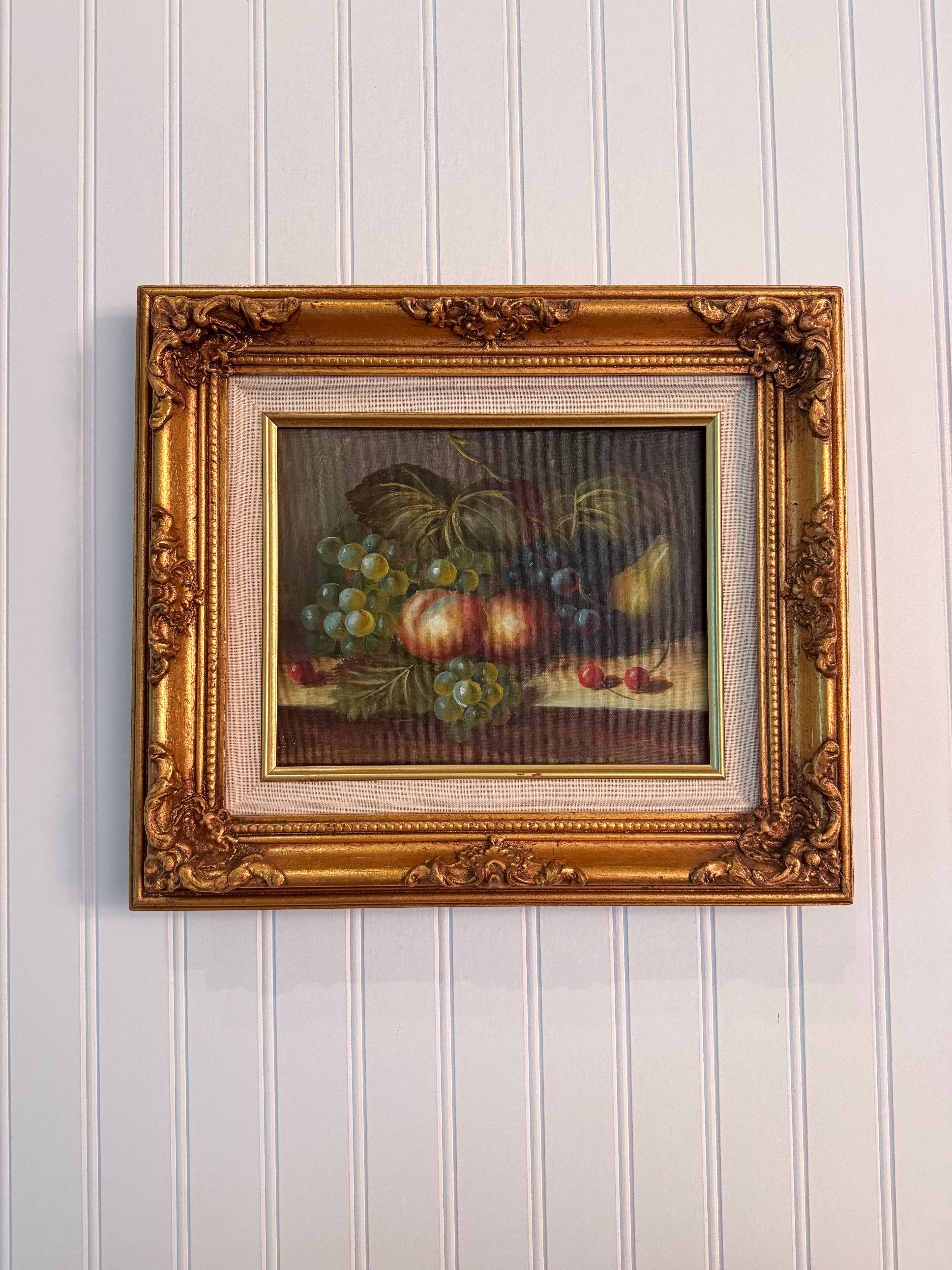 Original Fruit Still Life Oil Painting | Signed Oil on Canvas in Ornate Gilt Frame