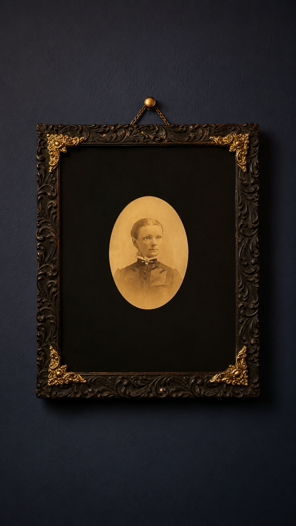 Antique Portrait of Mrs. J. F. Maag with Original Newspaper Clippings, Cincinnati Ohio Provenance