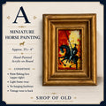 Vintage Hand-Painted Miniature Horse Painting in Gilt Frame | Acrylic on Board