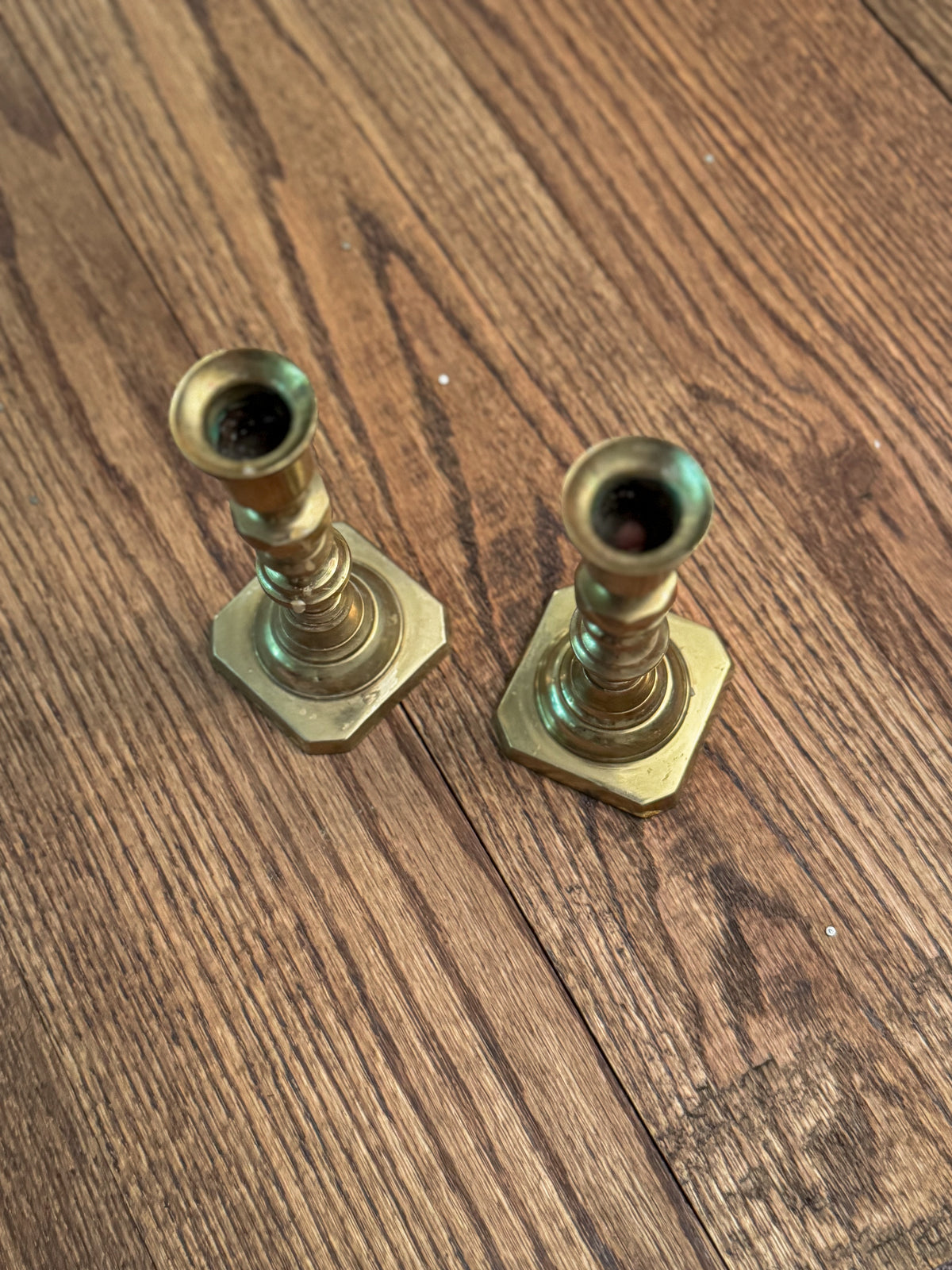 Vintage Solid Brass Candlestick Holders (Pair) | Classic Brass Candle Holders