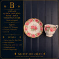 Vintage Queen Anne Fine Bone China Teacup & Saucer | Pink Rose Pattern | Made in England