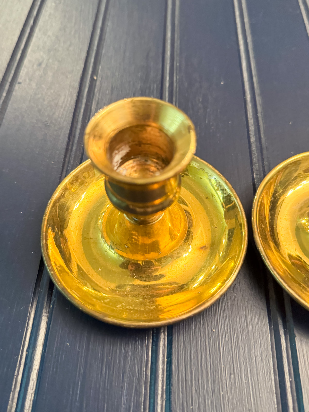 Vintage Brass “Brighton Bun” Candlesticks | Made in England