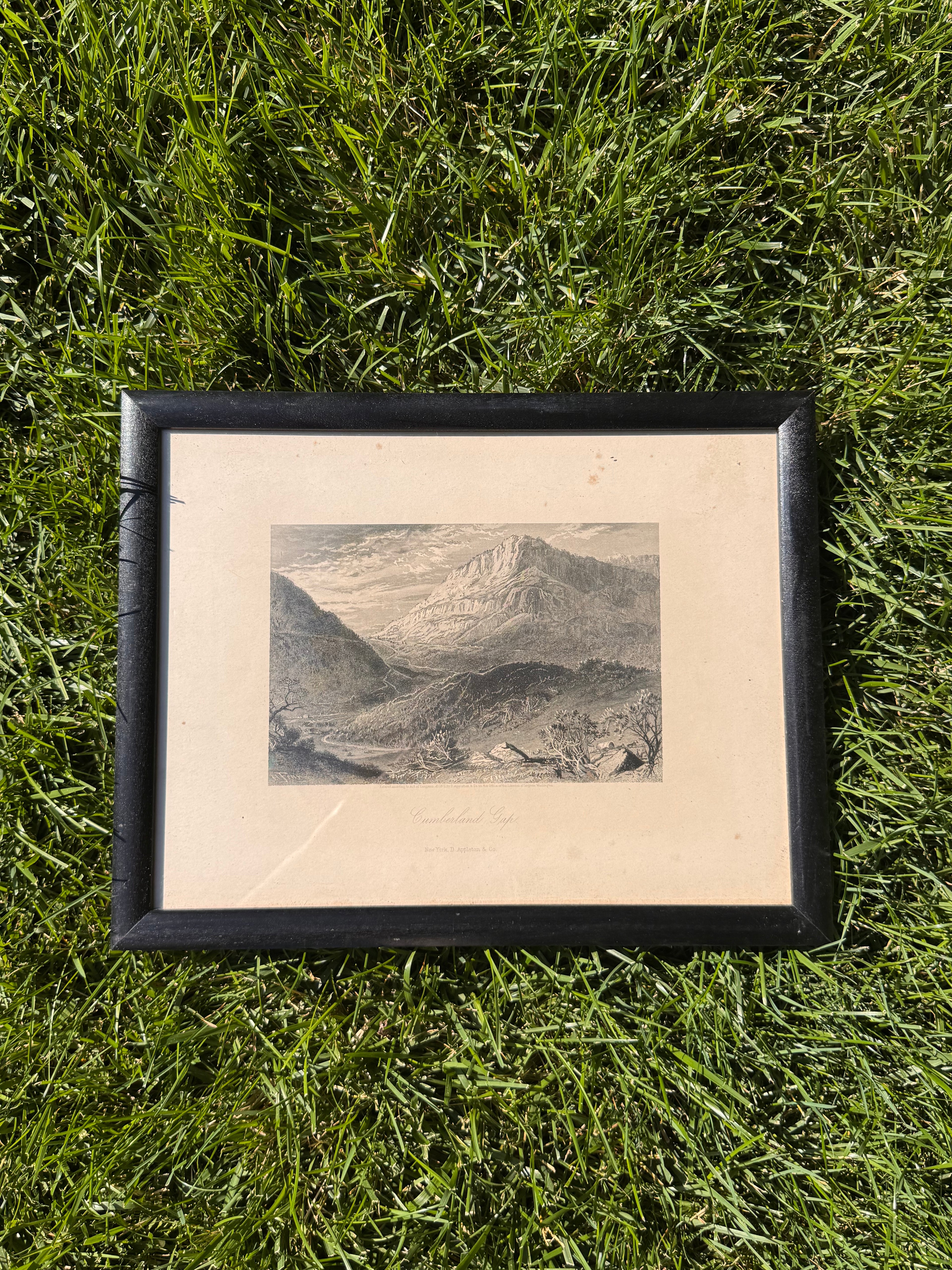 Antique Cumberland Gap Steel Engraving | Harry Fenn | Picturesque America | Professionally Framed Landscape