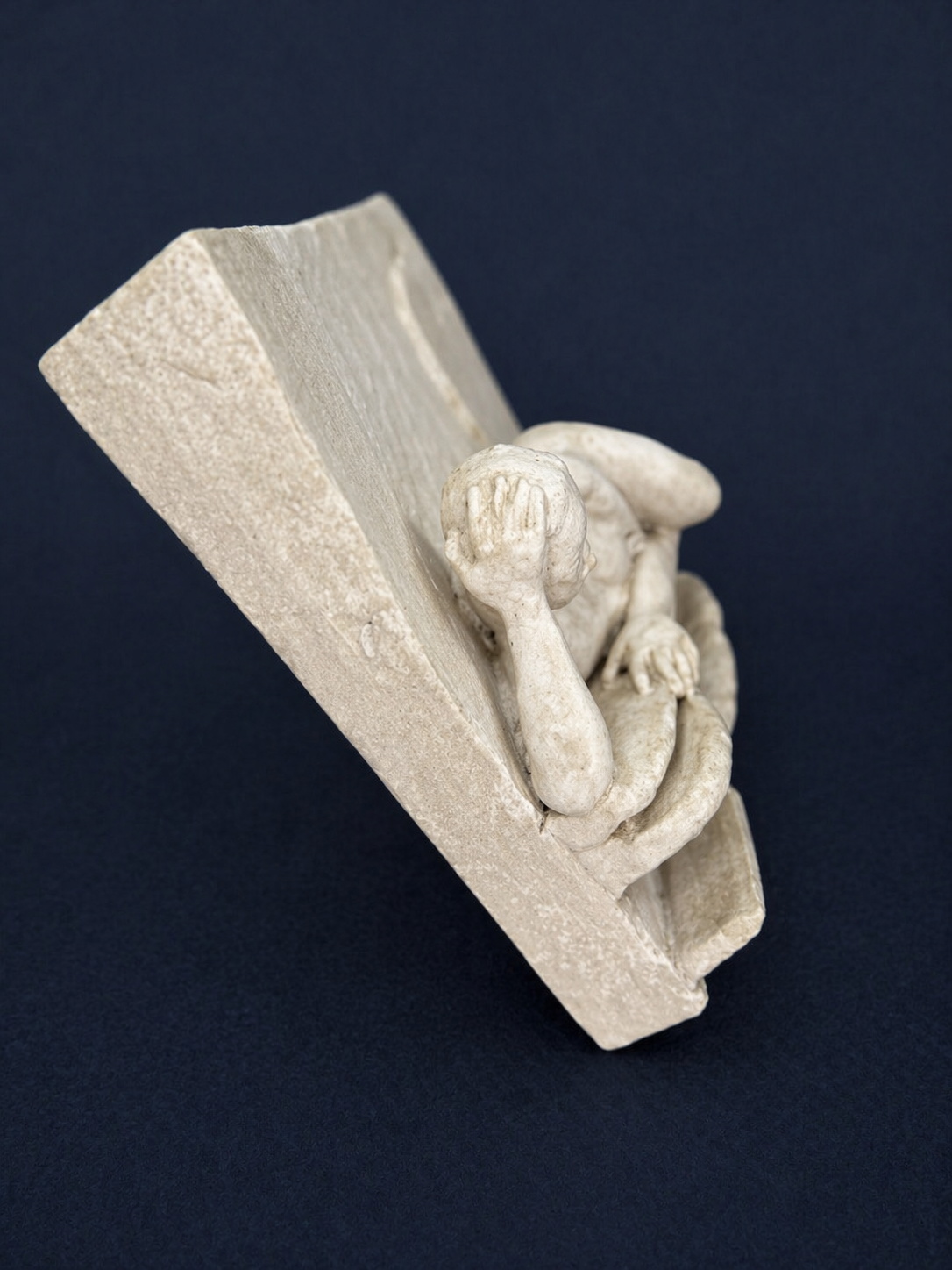 Reclining Nude Figure Bas Relief | Faux Stone Modernist Wall Sculpture